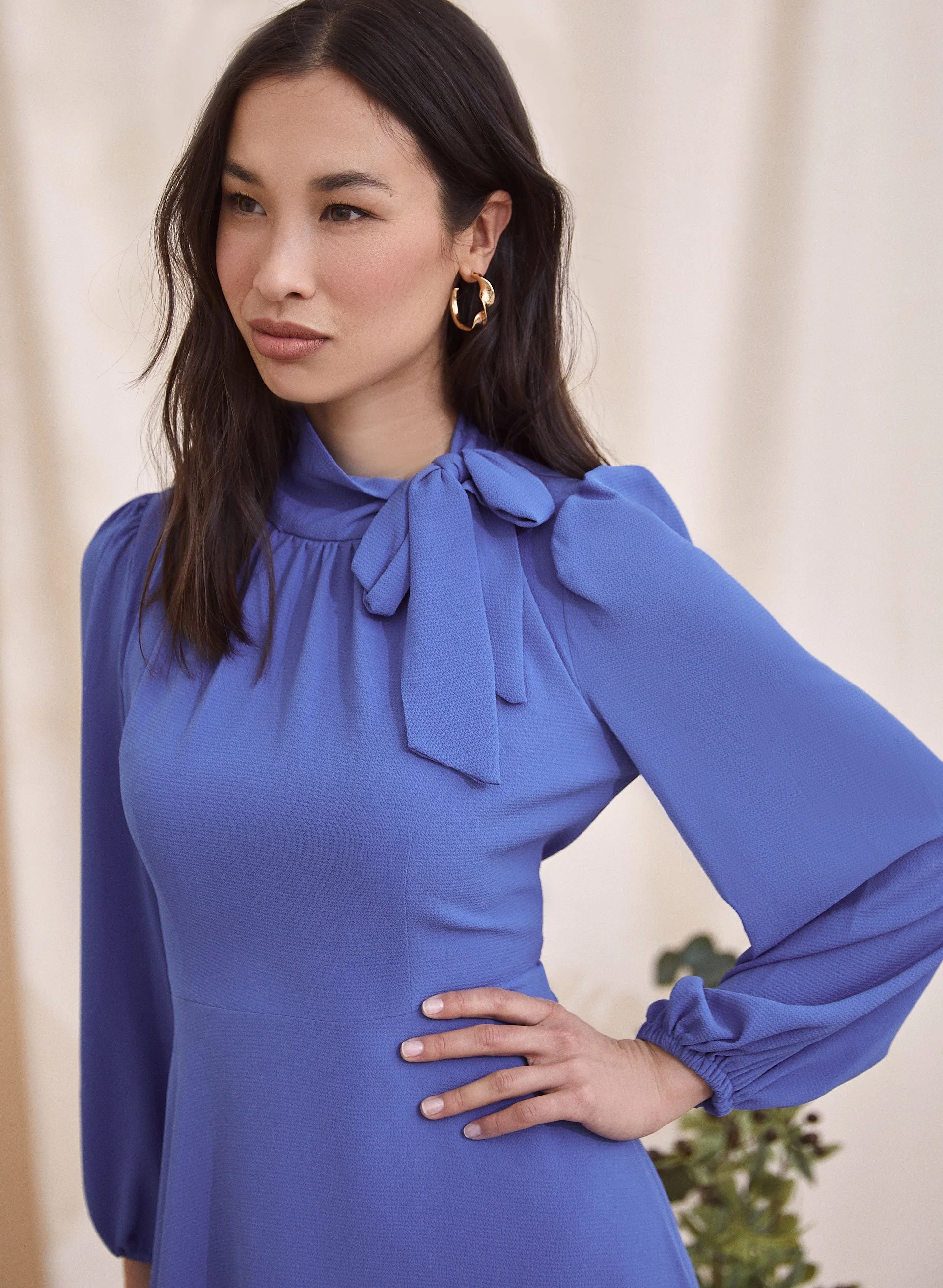 Puff Sleeve Chiffon Dress - Image 2