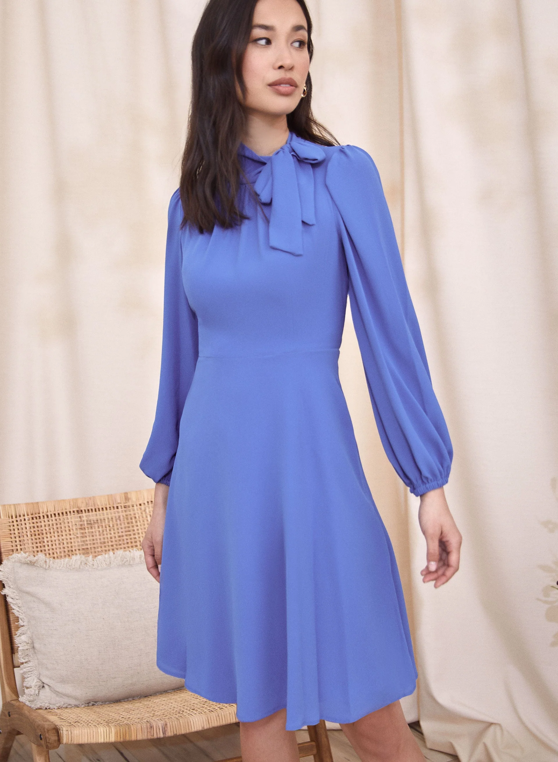 Puff Sleeve Chiffon Dress - Image 4