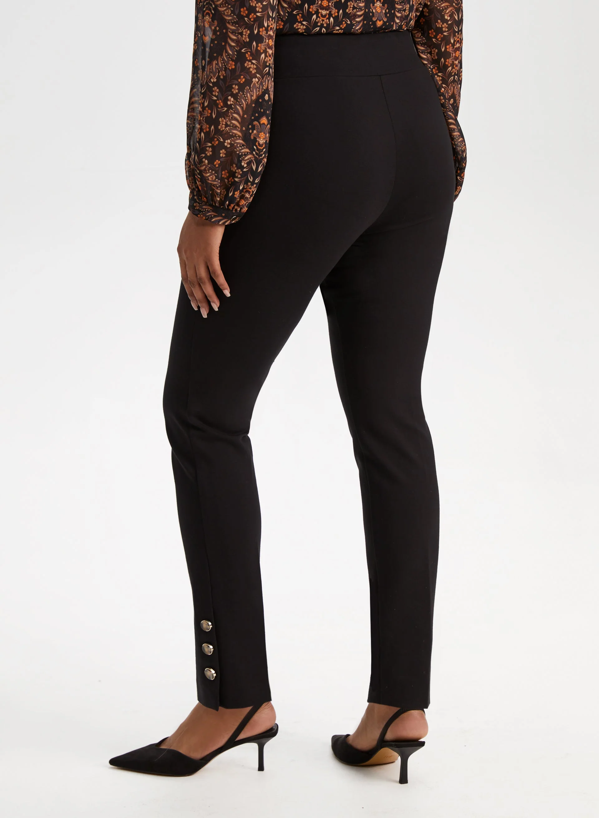 Pull-On Button Detail Pants - Image 2