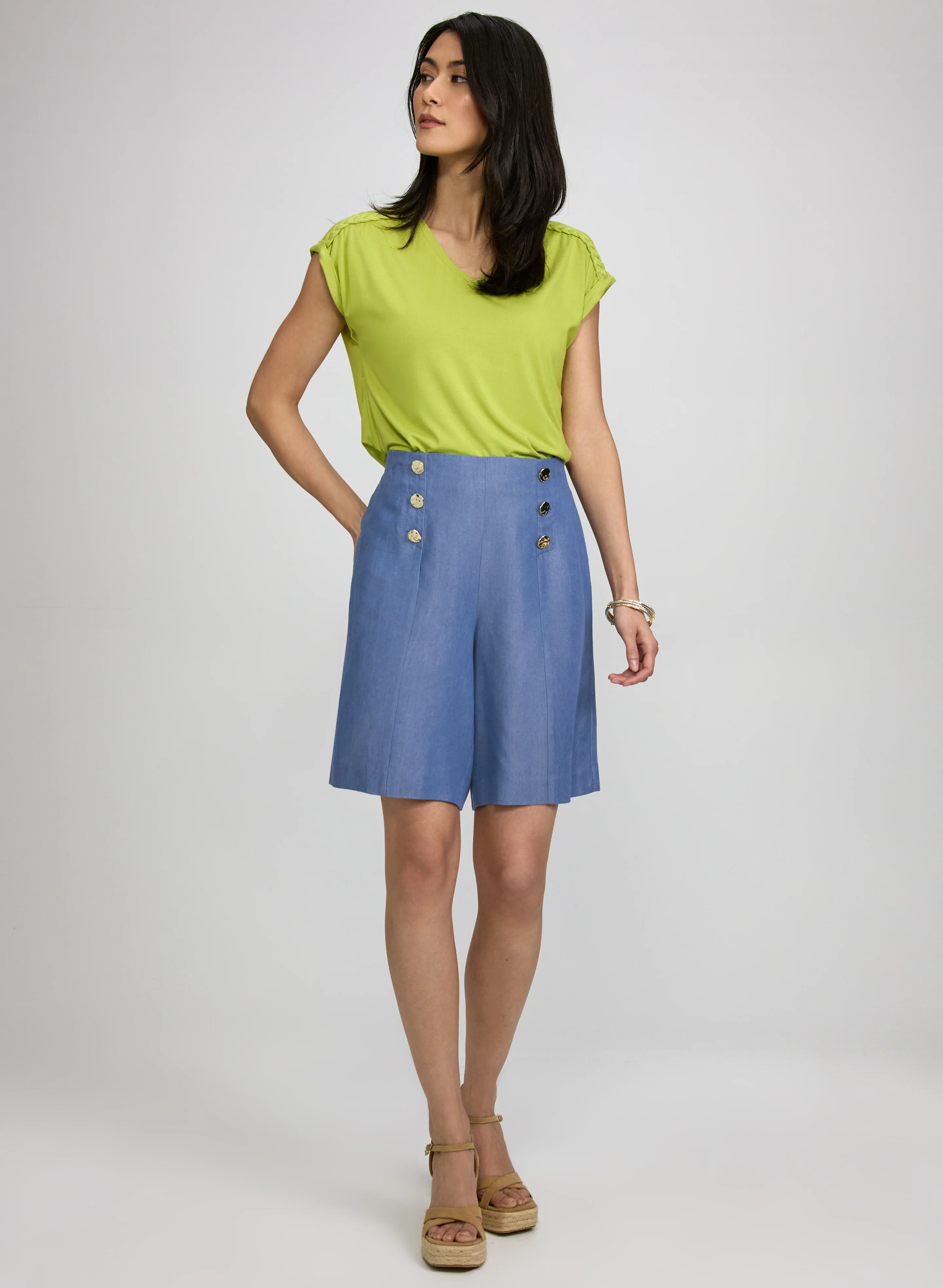 Pull-On Chambray Shorts - Image 3
