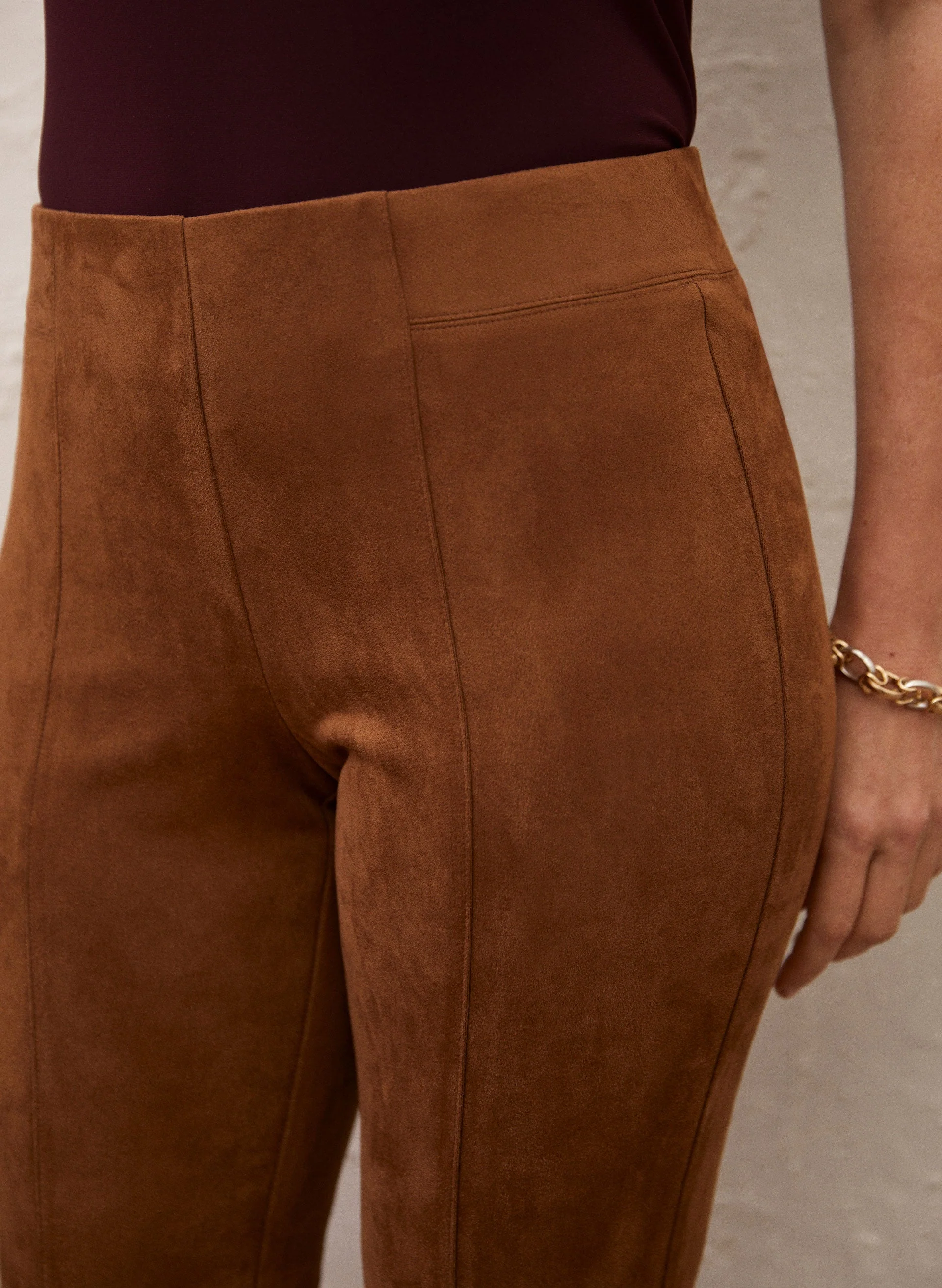 Pull-on Faux Suede Leggings - Image 4