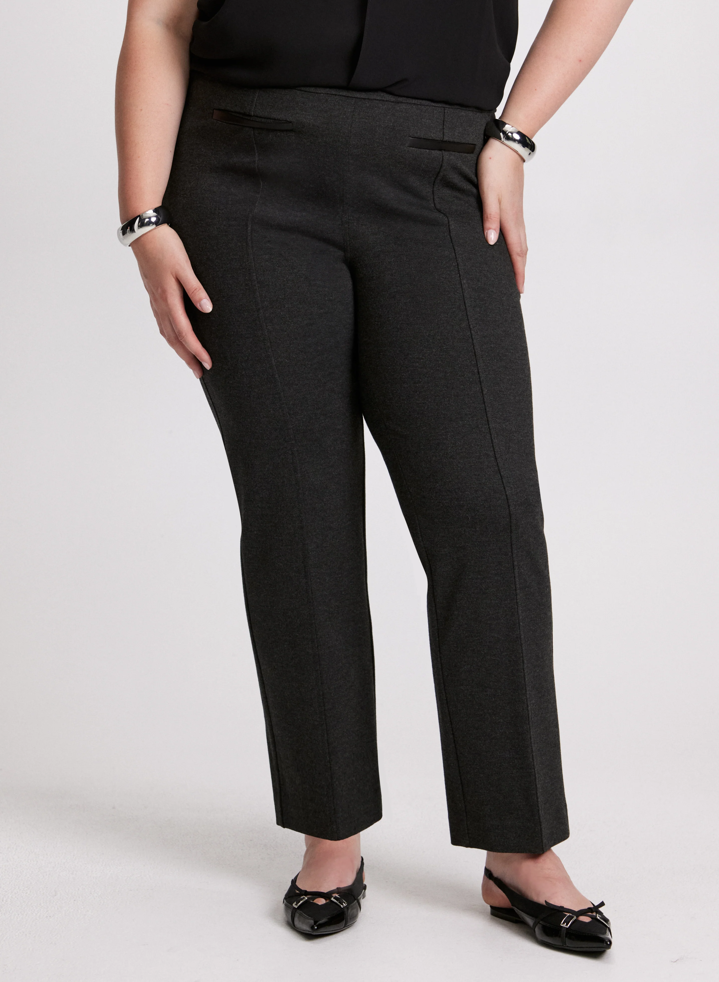 Sofia Pull-On Straight-Leg Pants