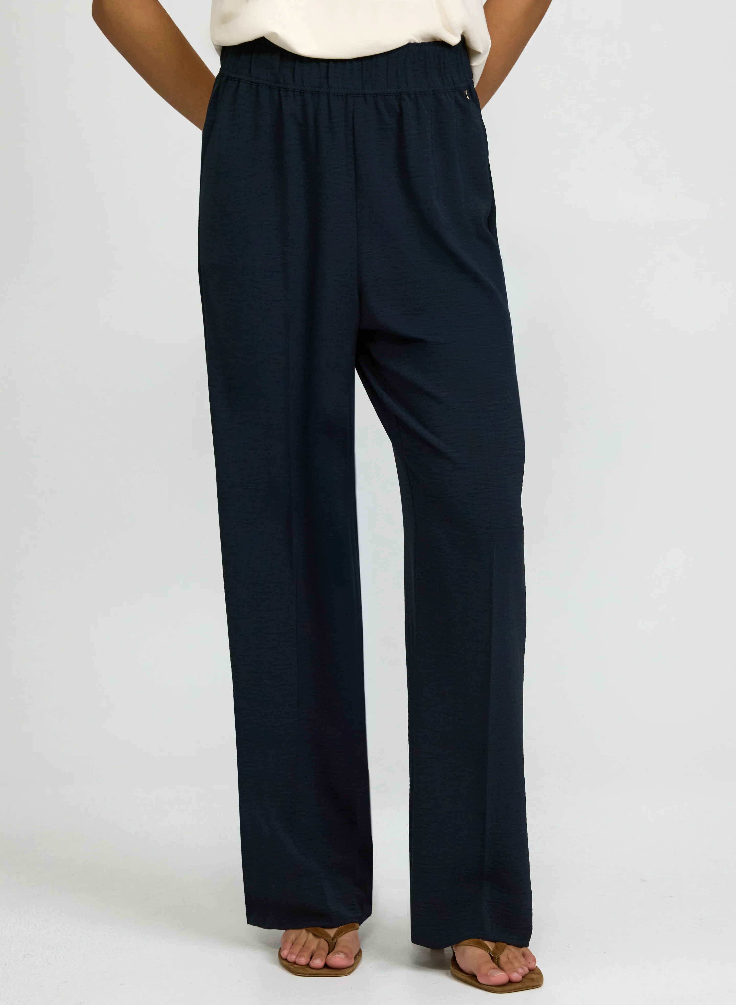 Pull-On Wide-Leg Pants