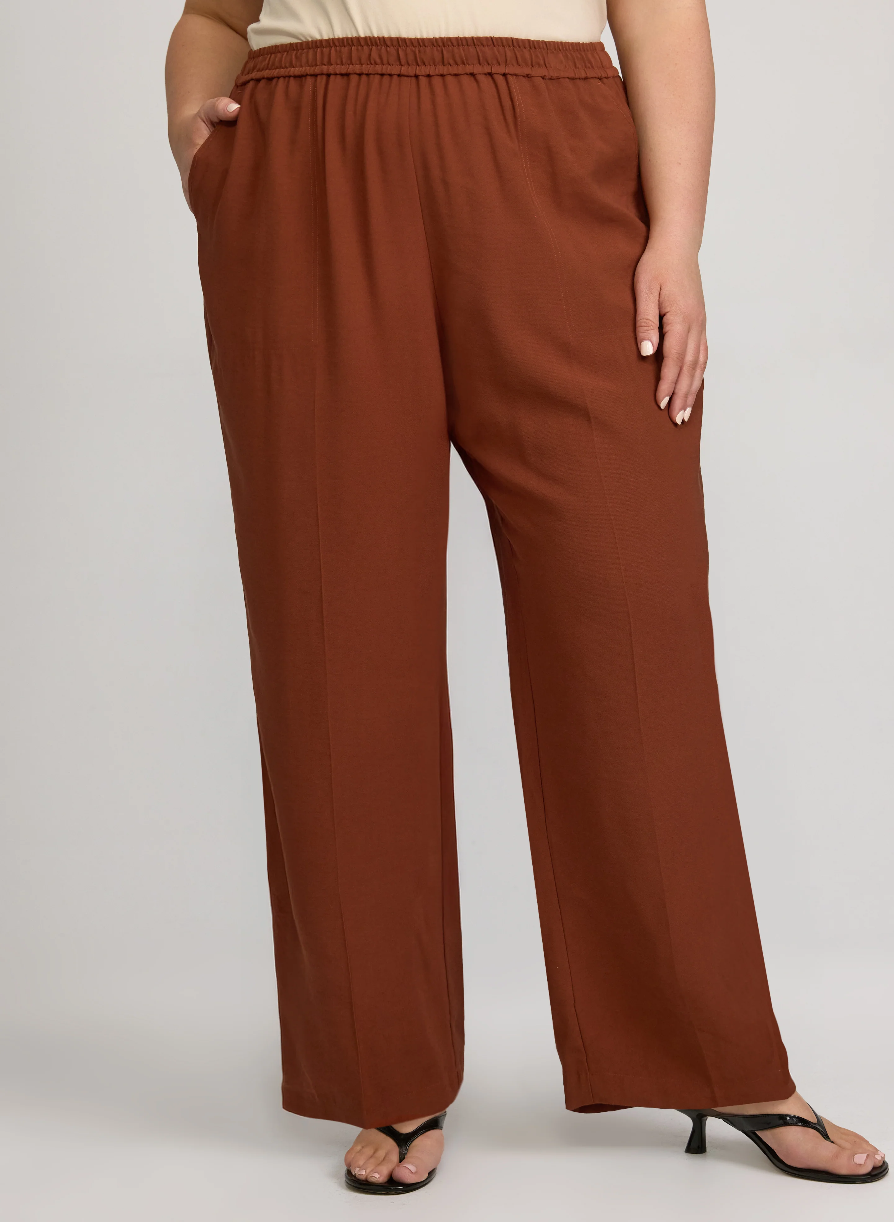 Pull-On Wide-Leg Pants