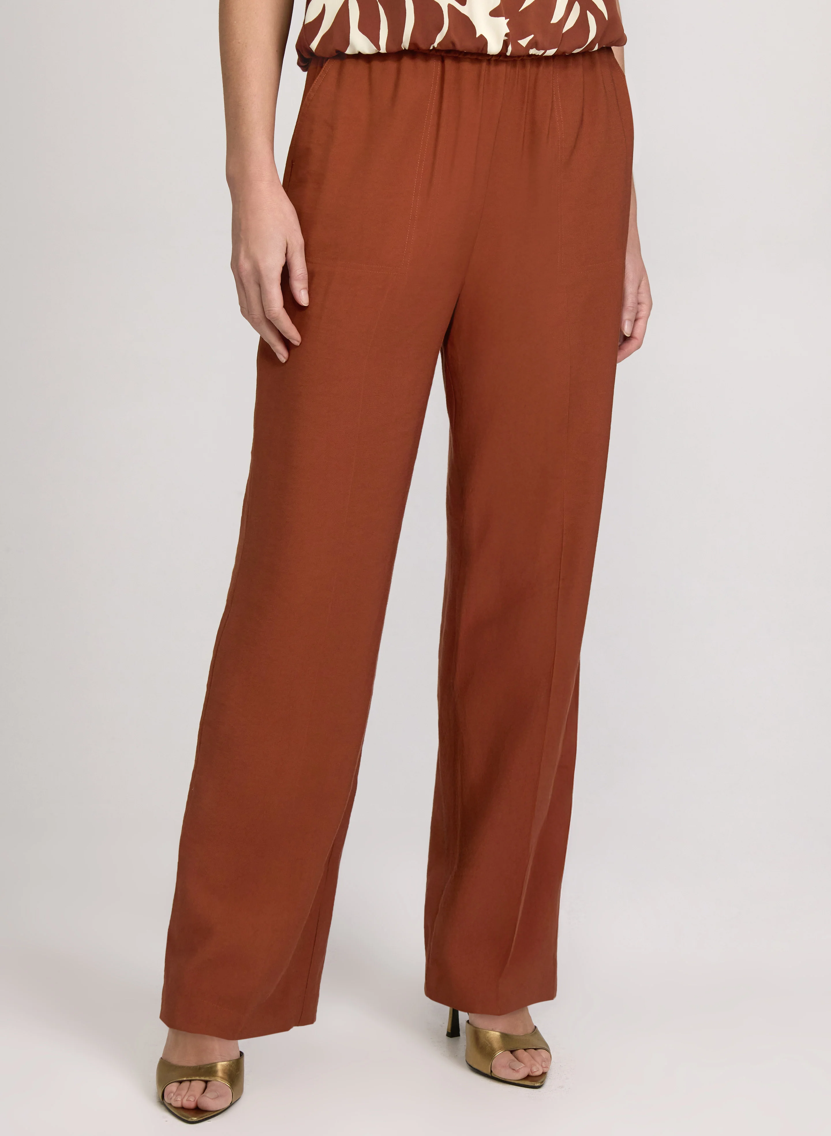 Pull-On Wide-Leg Pants