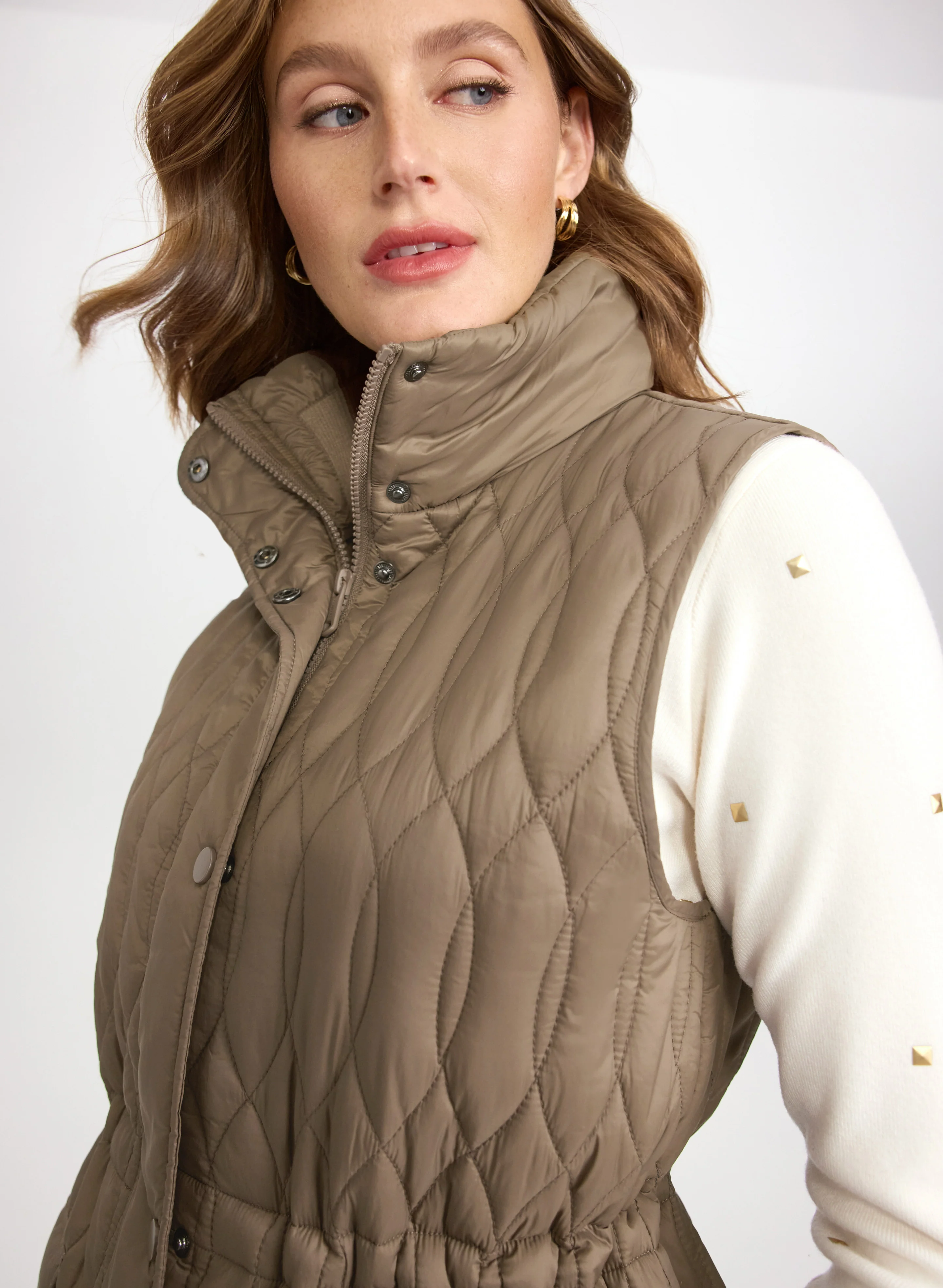 Quilted Drawstring Waist Vest - Image 5