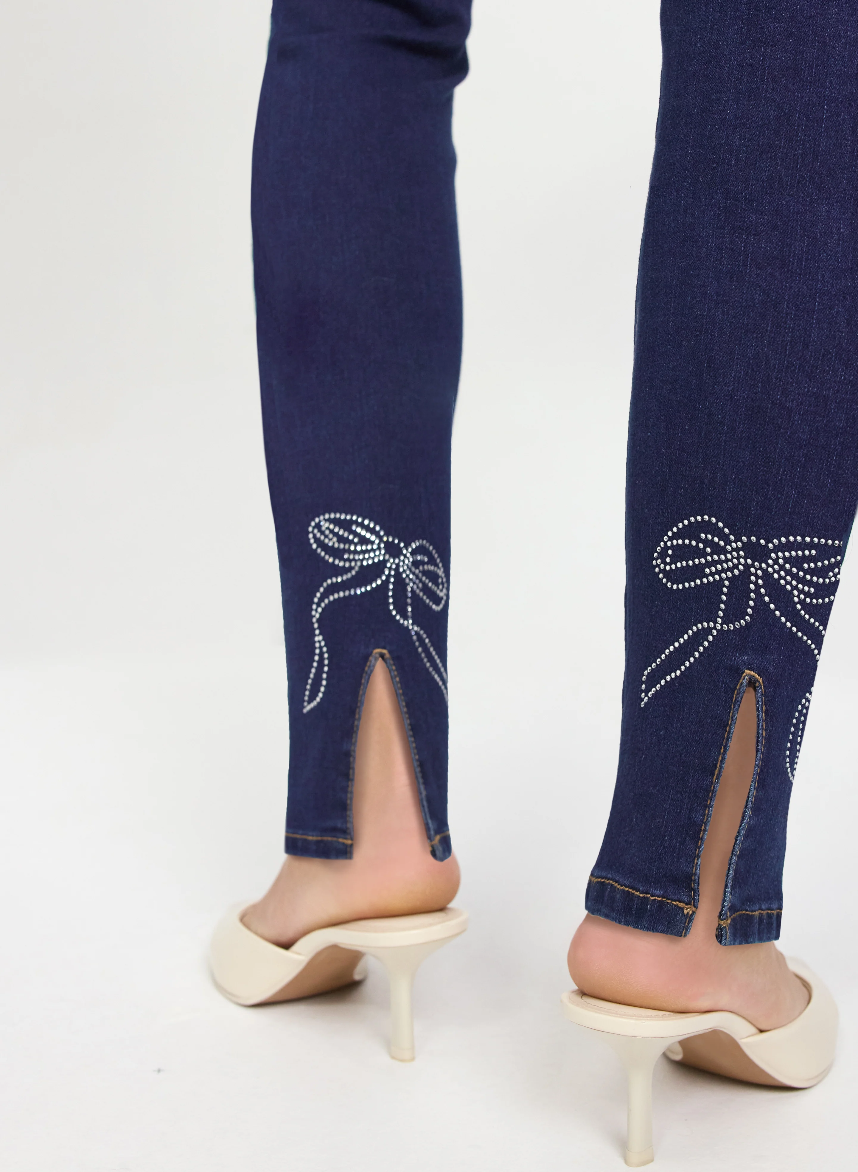 Rhinestone Bow Slim-Leg Jeans - Image 5