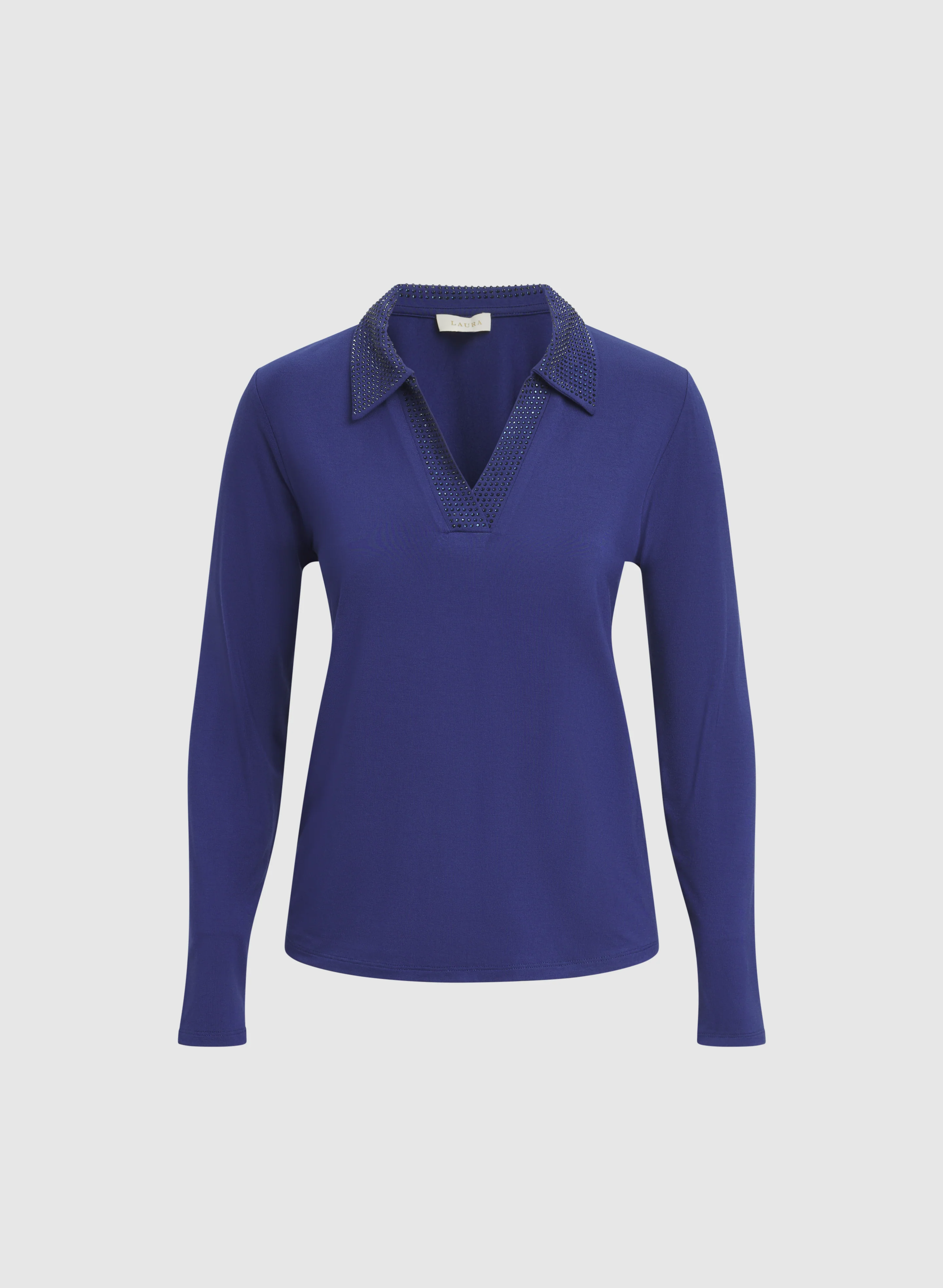 Rhinestone Collar Long Sleeve T-Shirt - Image 6