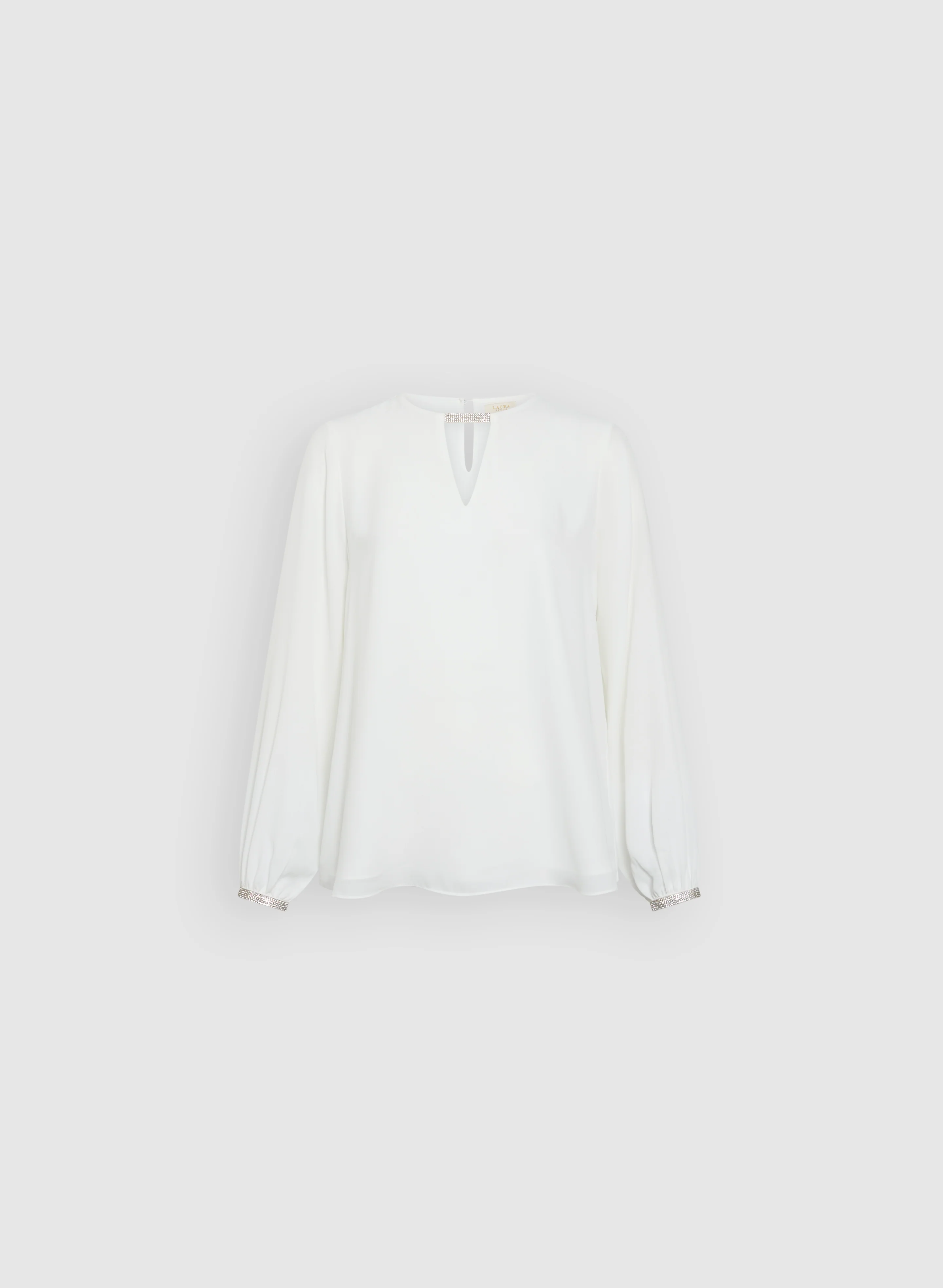 Rhinestone Embellished Keyhole Blouse - Image 6