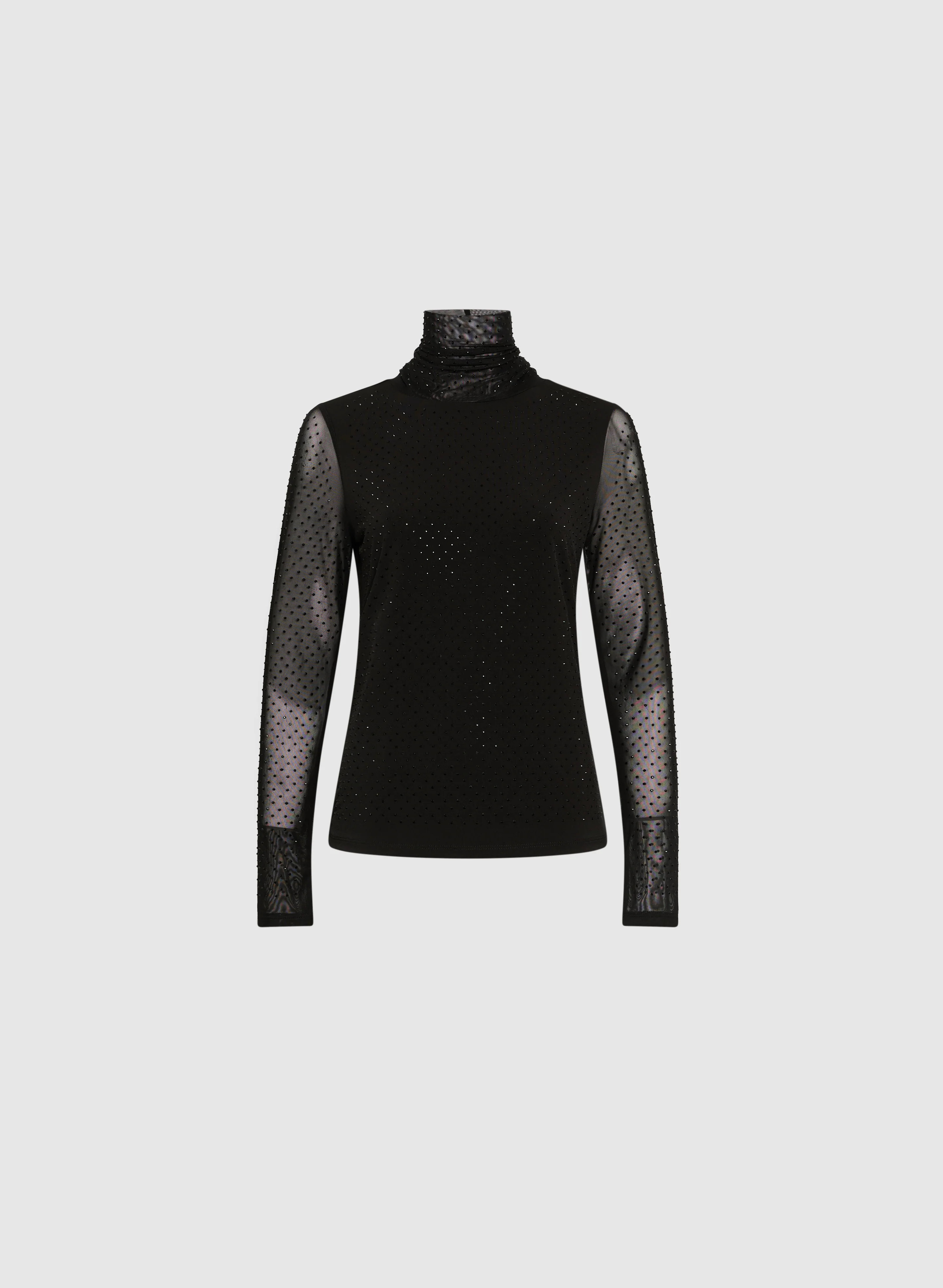 Rhinestone Embellished Mock Neck Top - Image 6