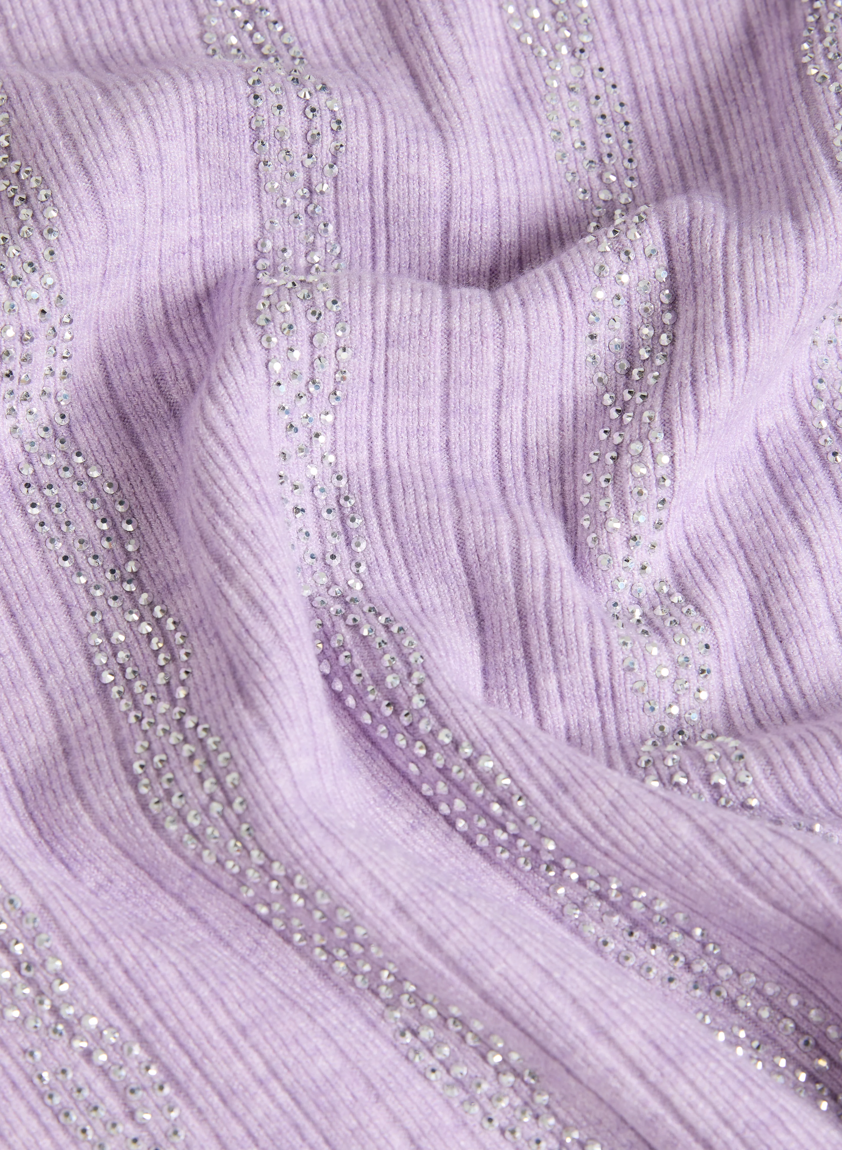 Rhinestone Embellished Ribbed Knit Sweater - Image 7