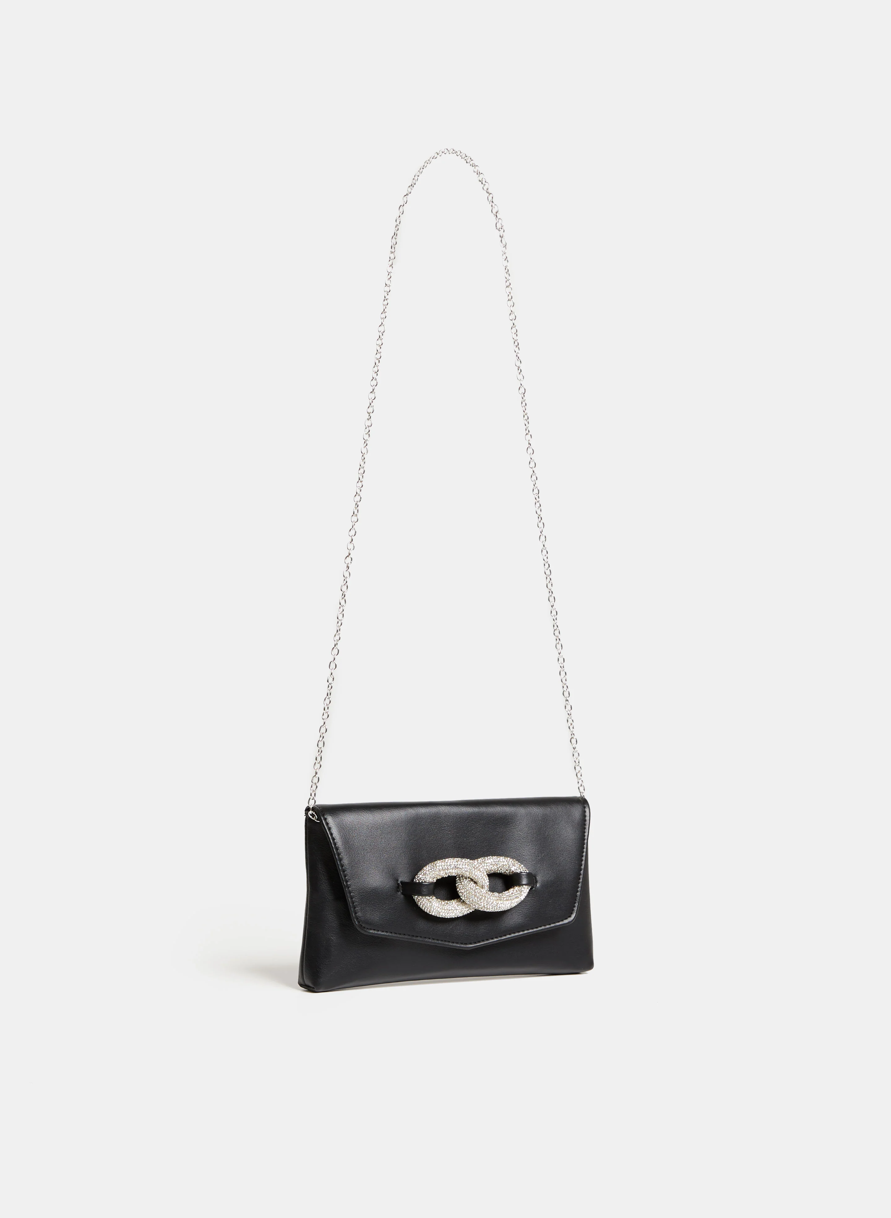 Rhinestone Link Vegan Leather Clutch - Image 5
