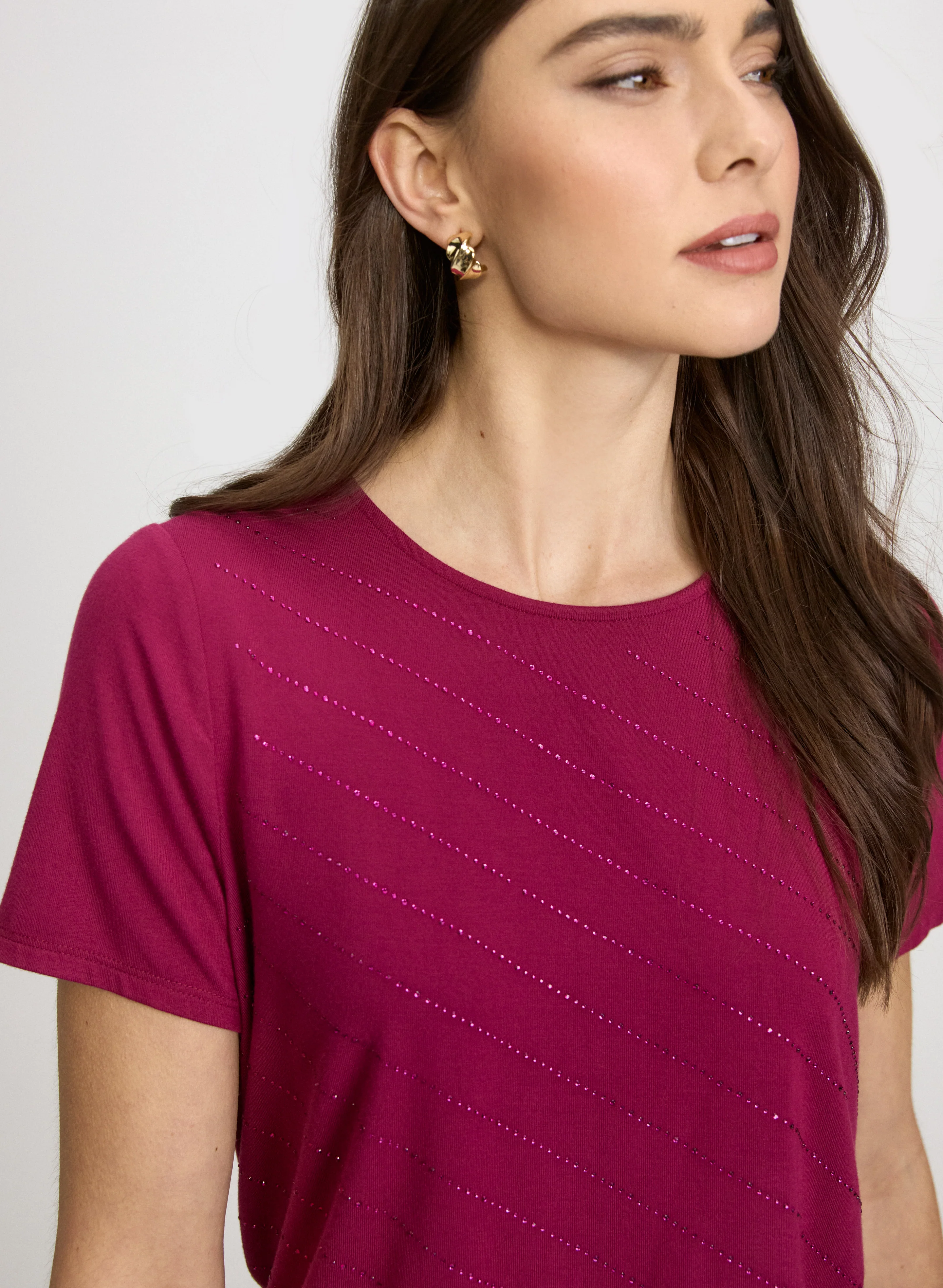 Rhinestone Striped T-Shirt - Image 2