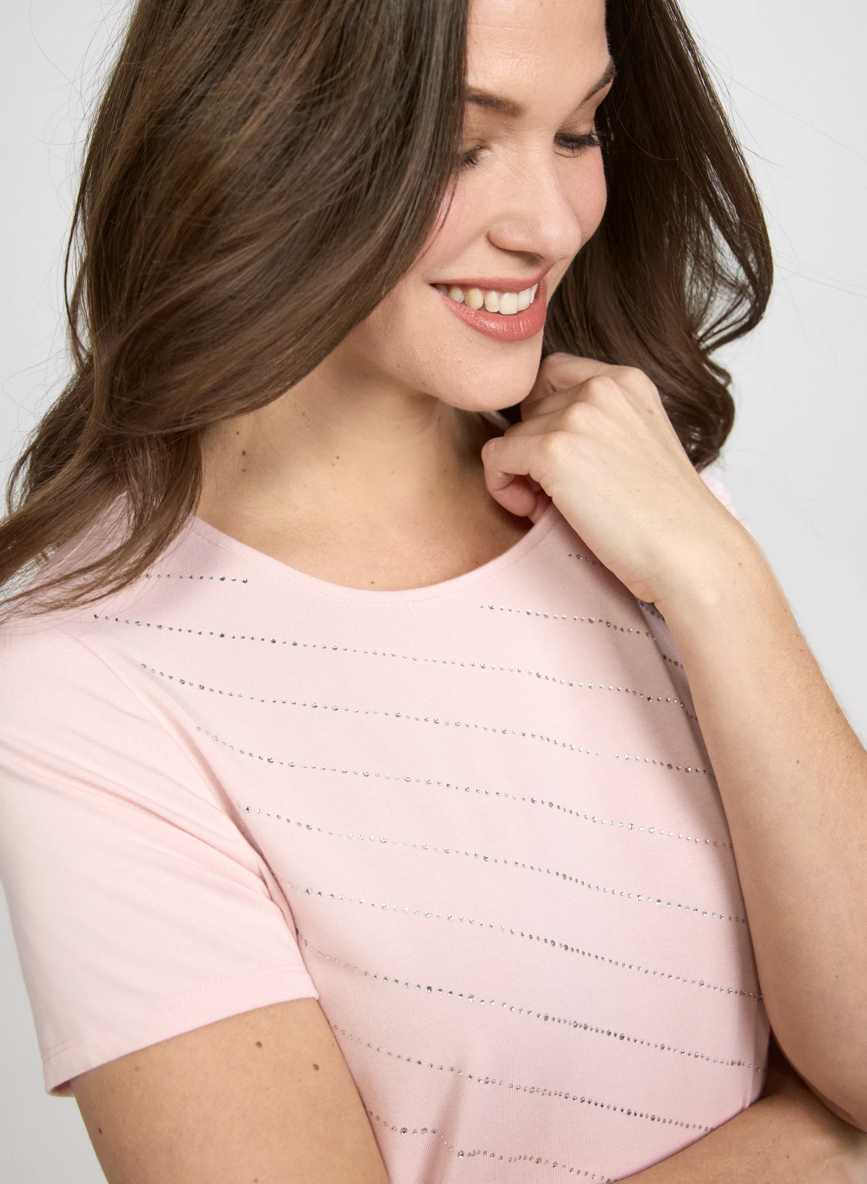 Rhinestone Striped T-Shirt - Image 2