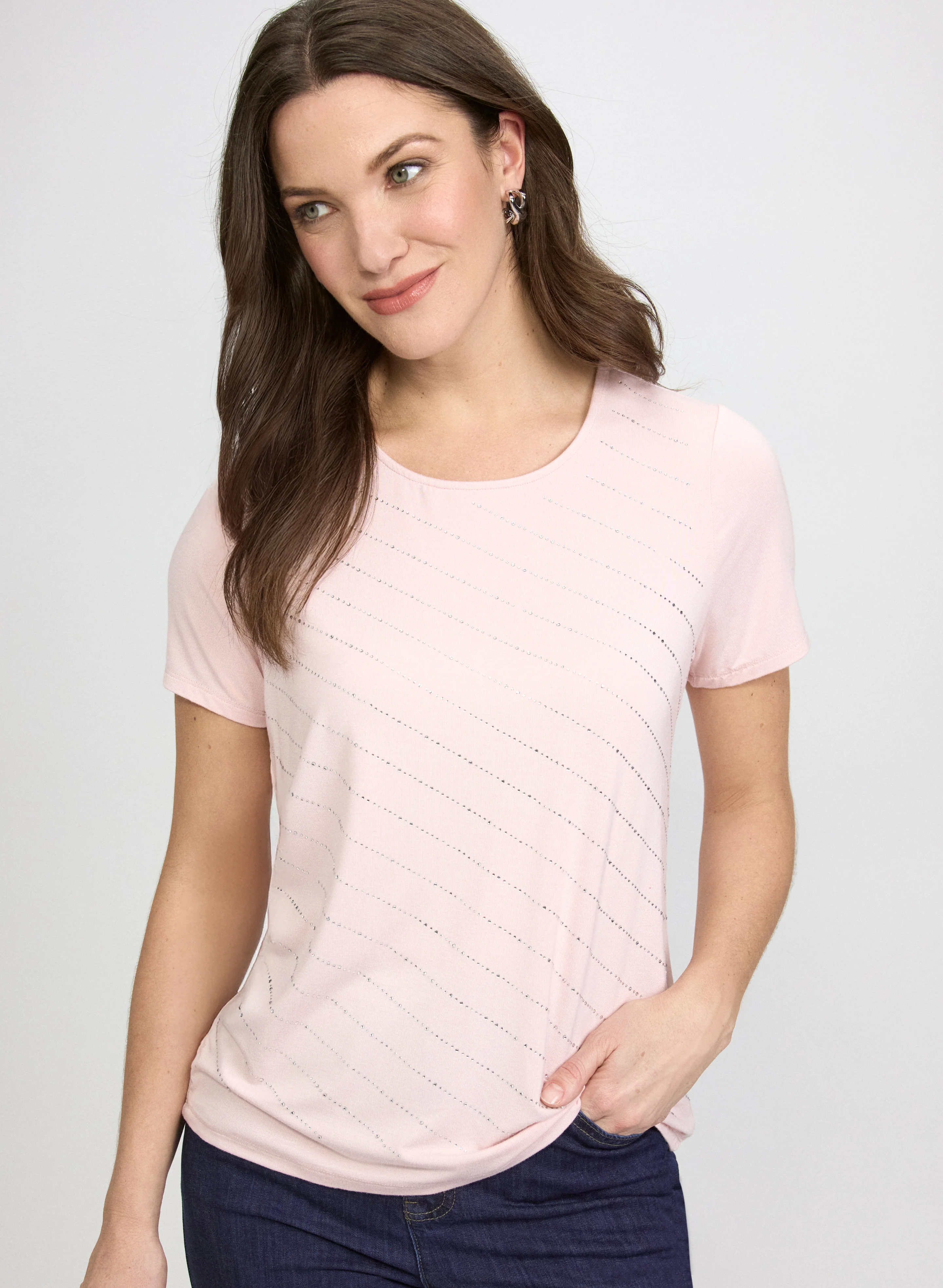 Rhinestone Striped T-Shirt - Image 5