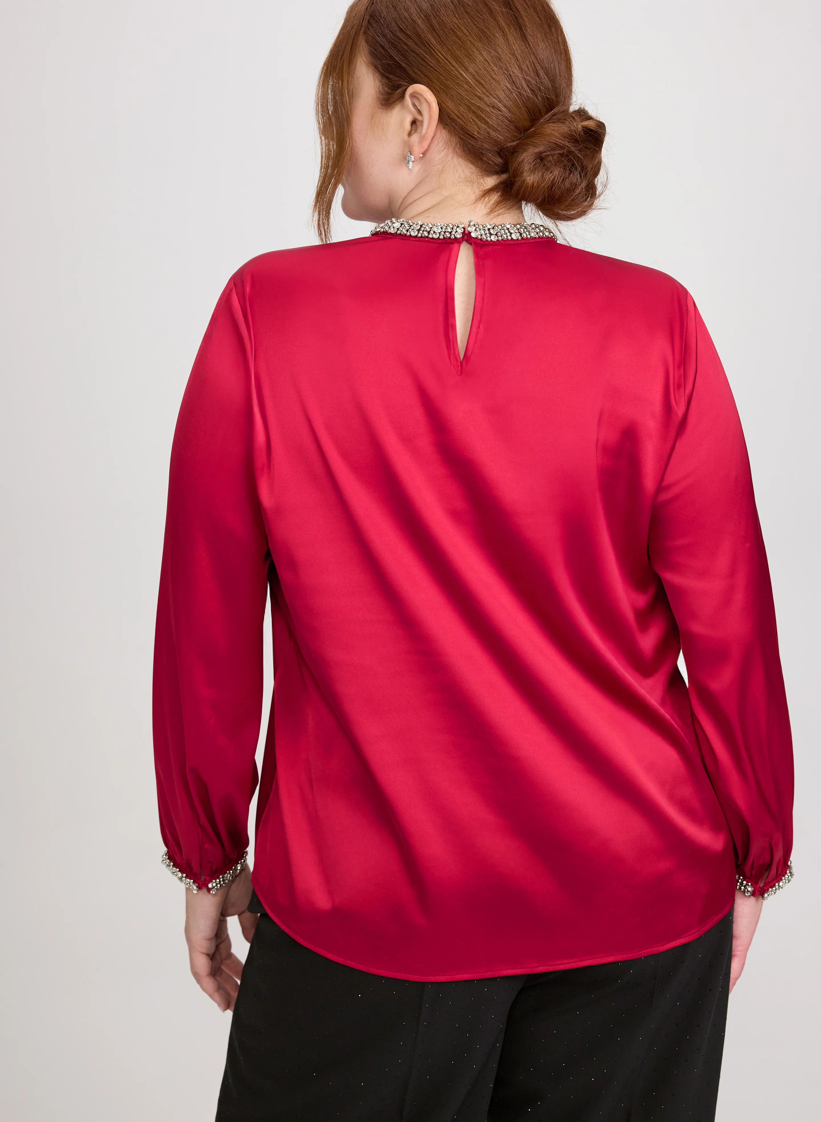 Rhinestone Trim Blouse - Image 4