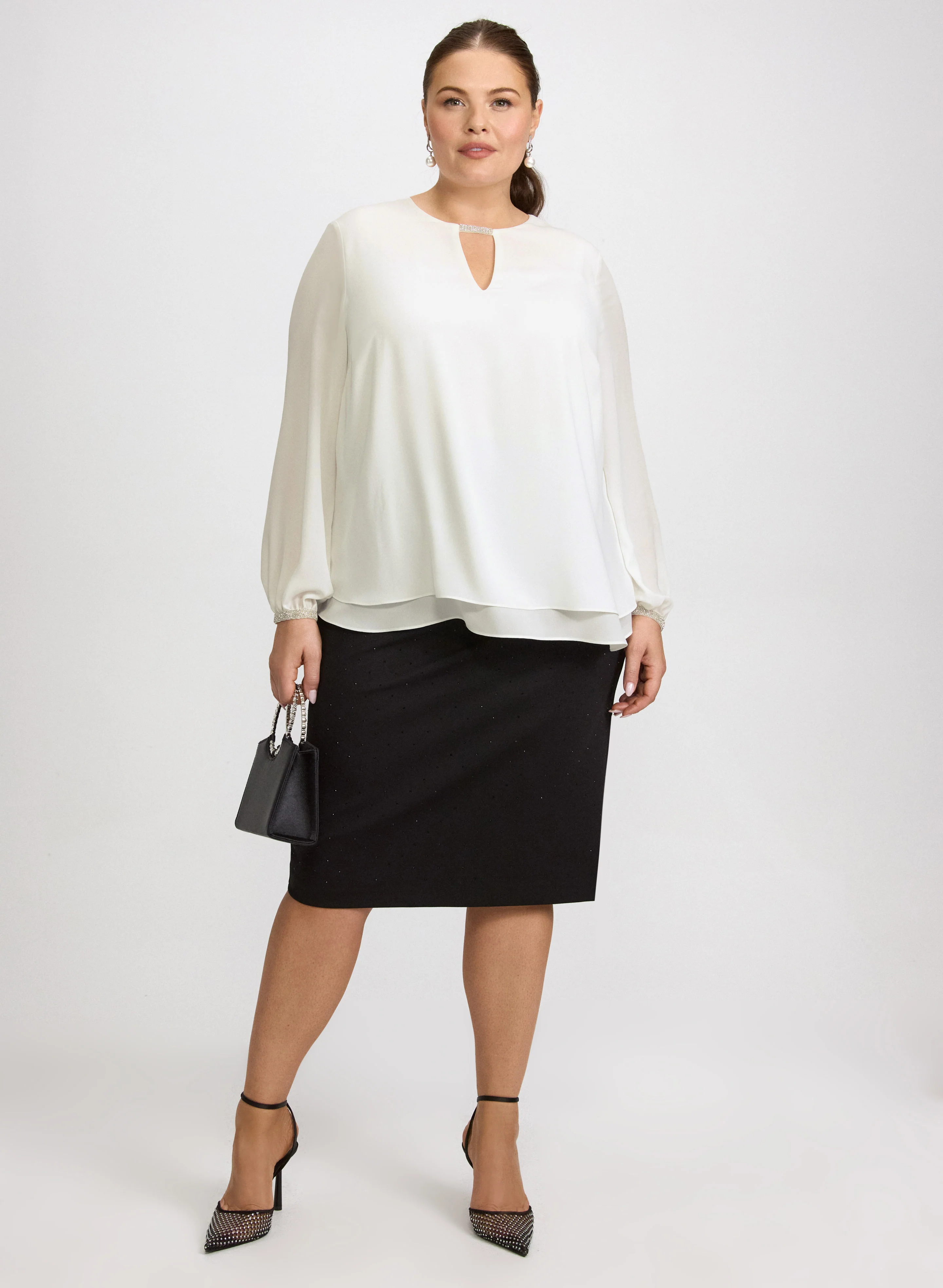 Rhinestone Trim Blouse - Image 3