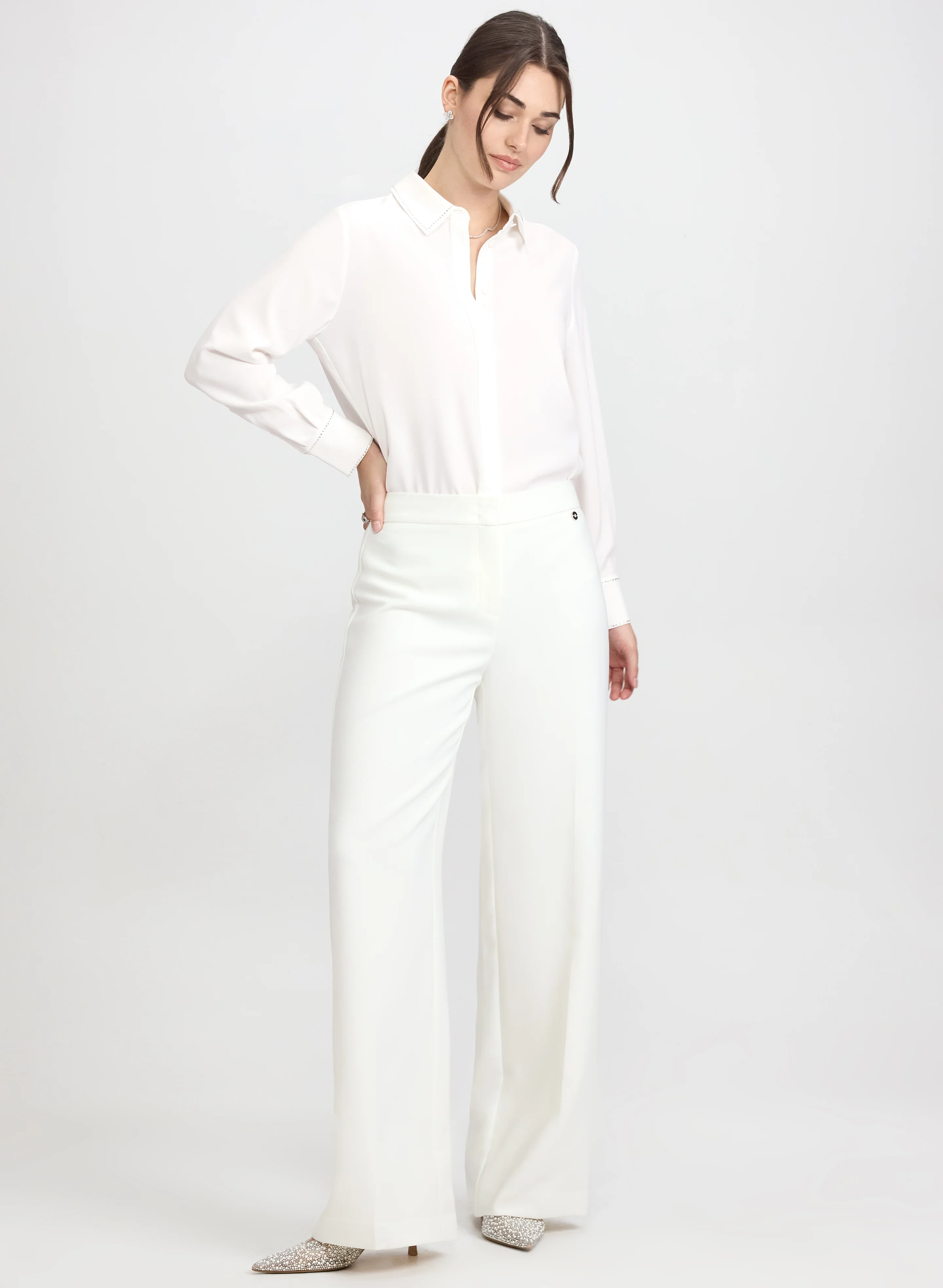 Rhinestone Trim Blouse - Image 3