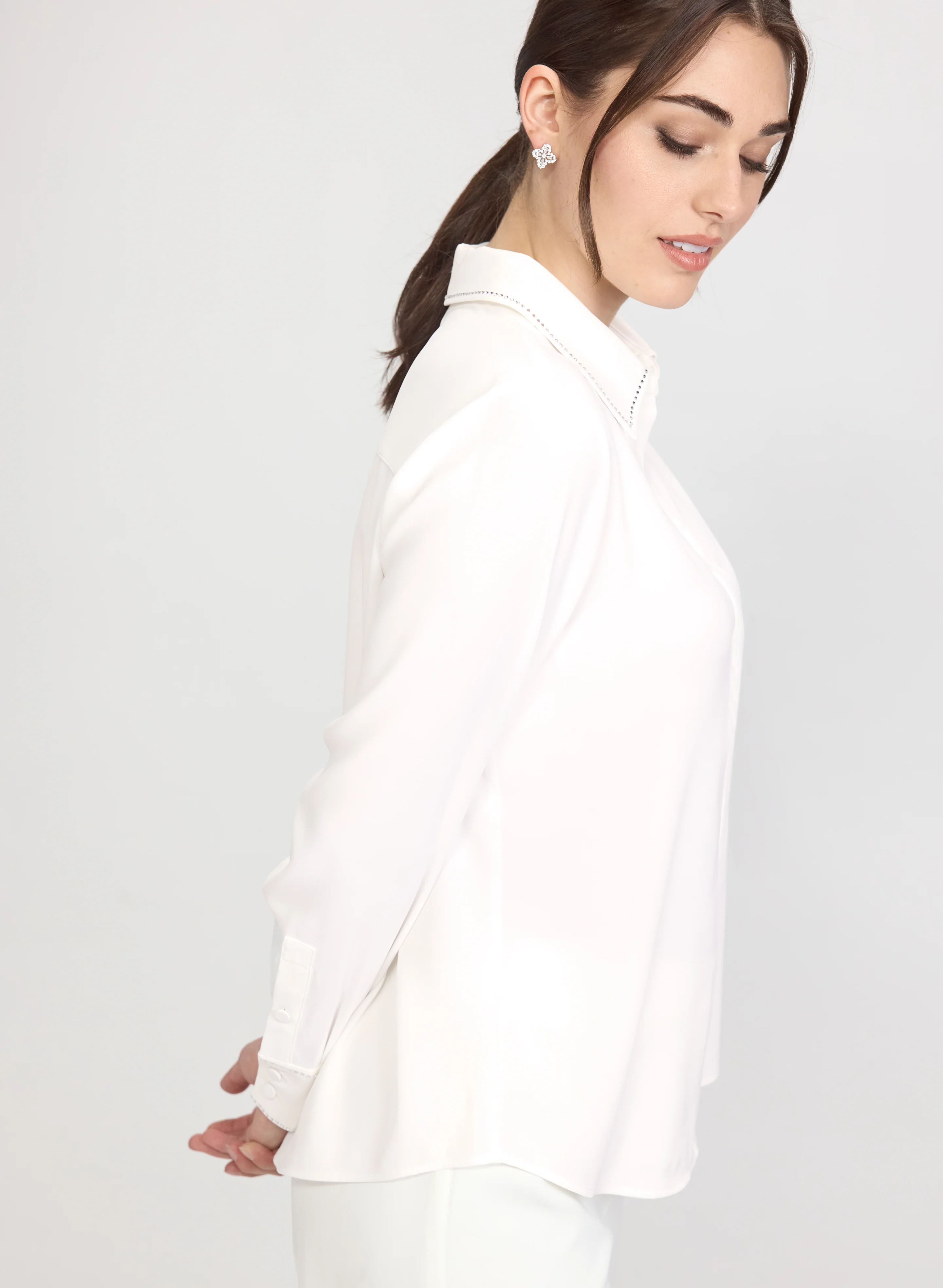 Rhinestone Trim Blouse - Image 4