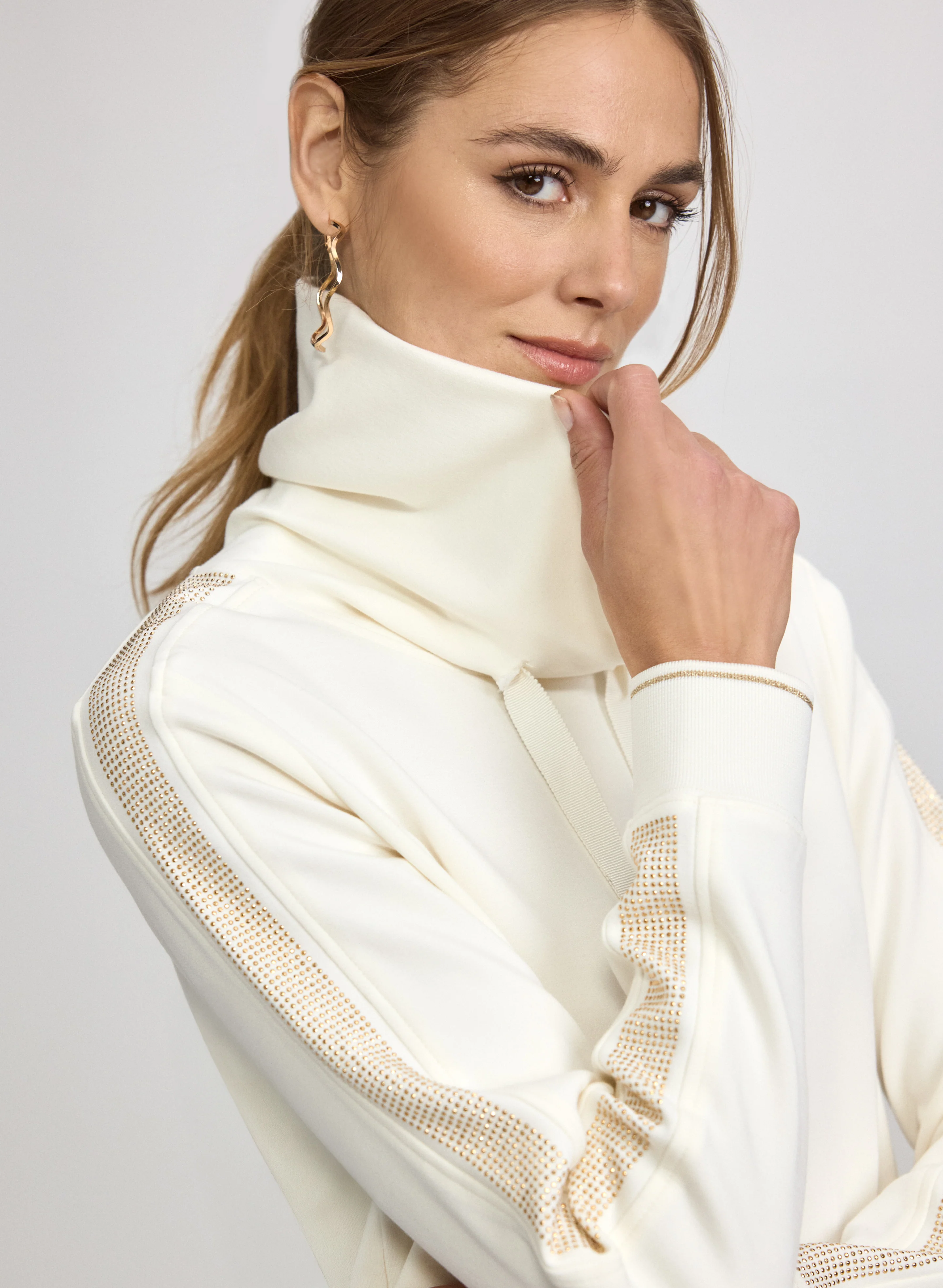 Rhinestone Trim Scuba Top - Image 2