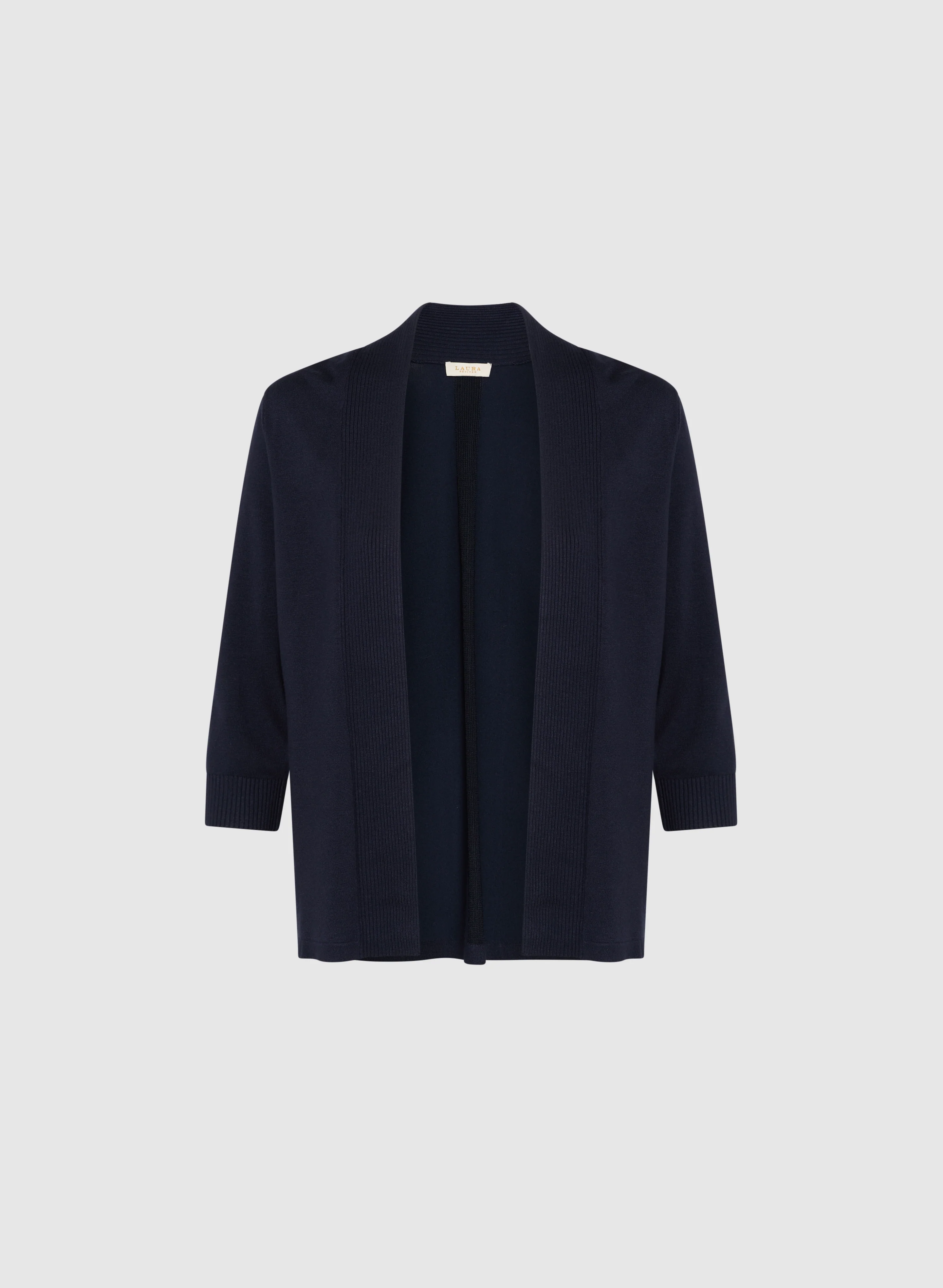 Ribbed Trim Open-Front Cardigan - Image 6
