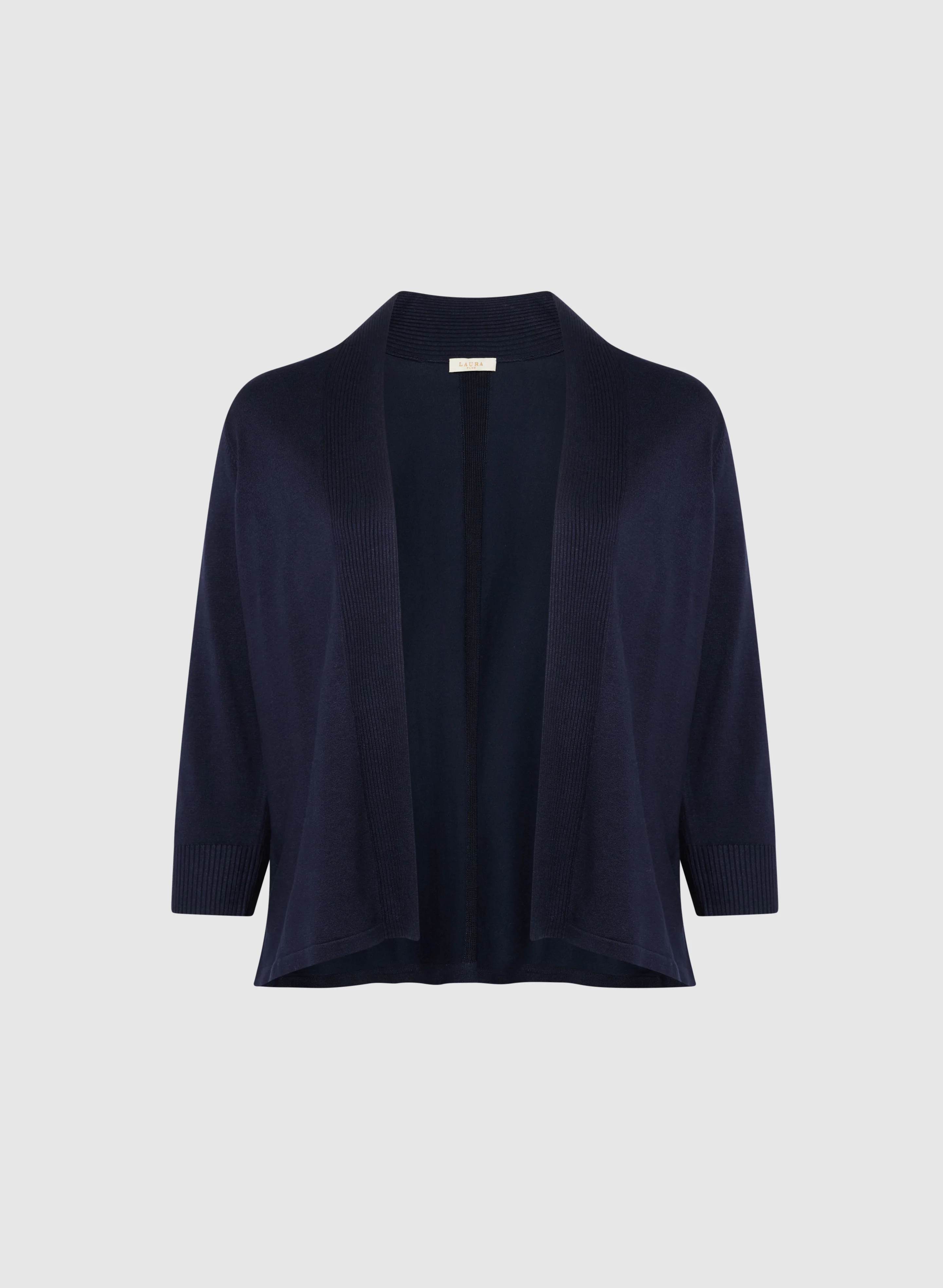 Ribbed Trim Open-Front Cardigan - Image 6