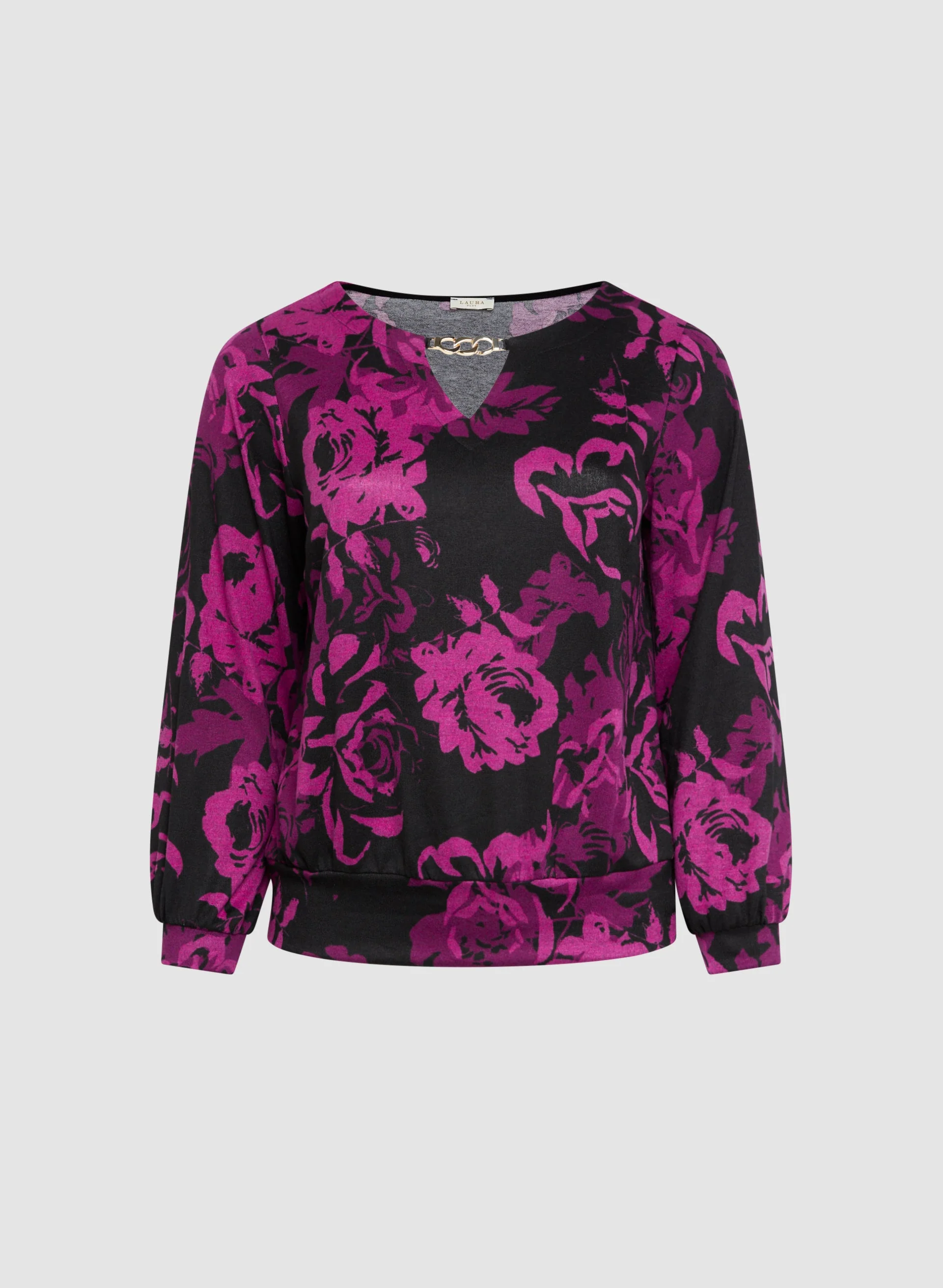 Rose Motif Keyhole Detail Blouse - Image 6