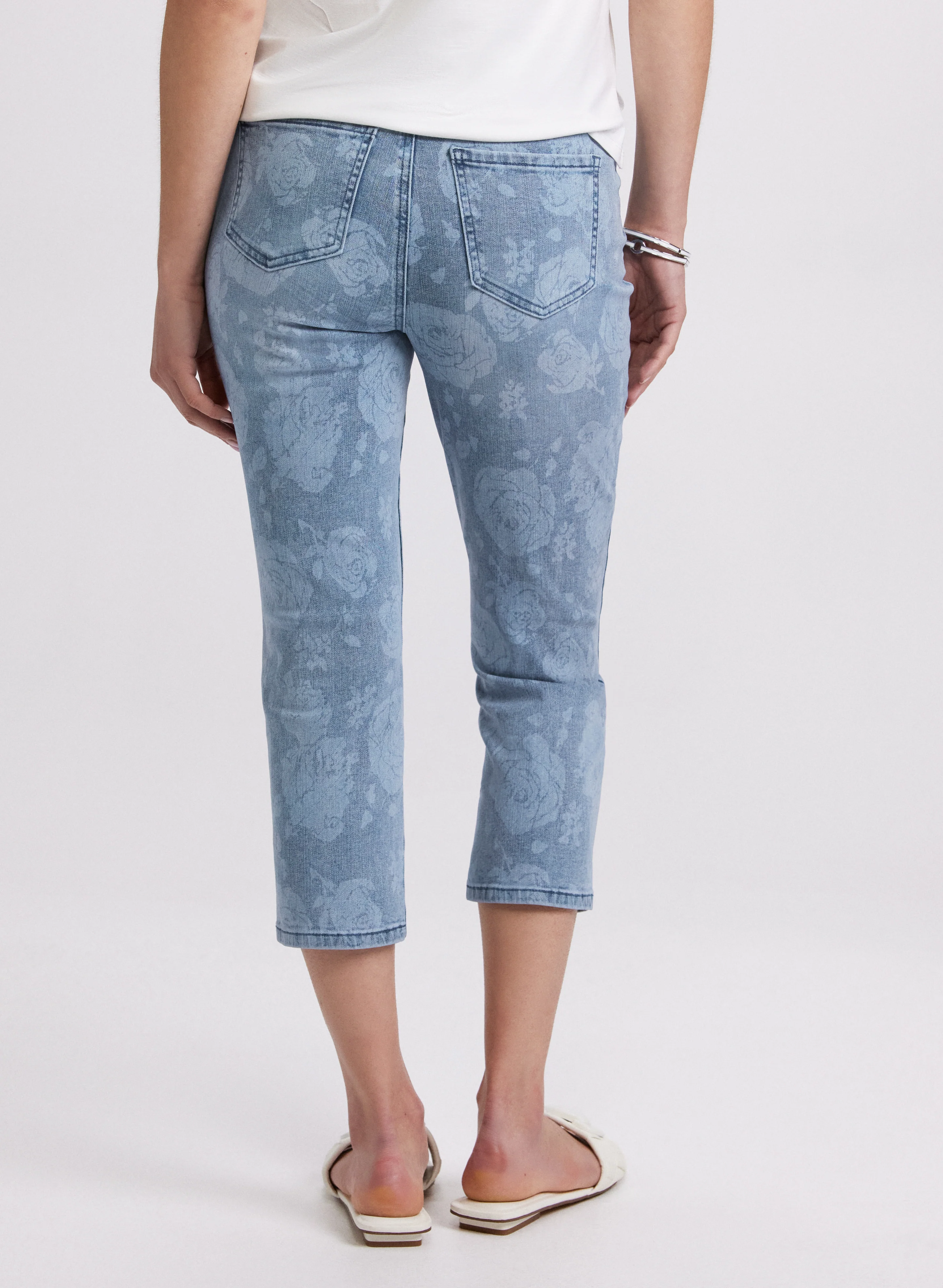 Rose Print Denim Capris - Image 2