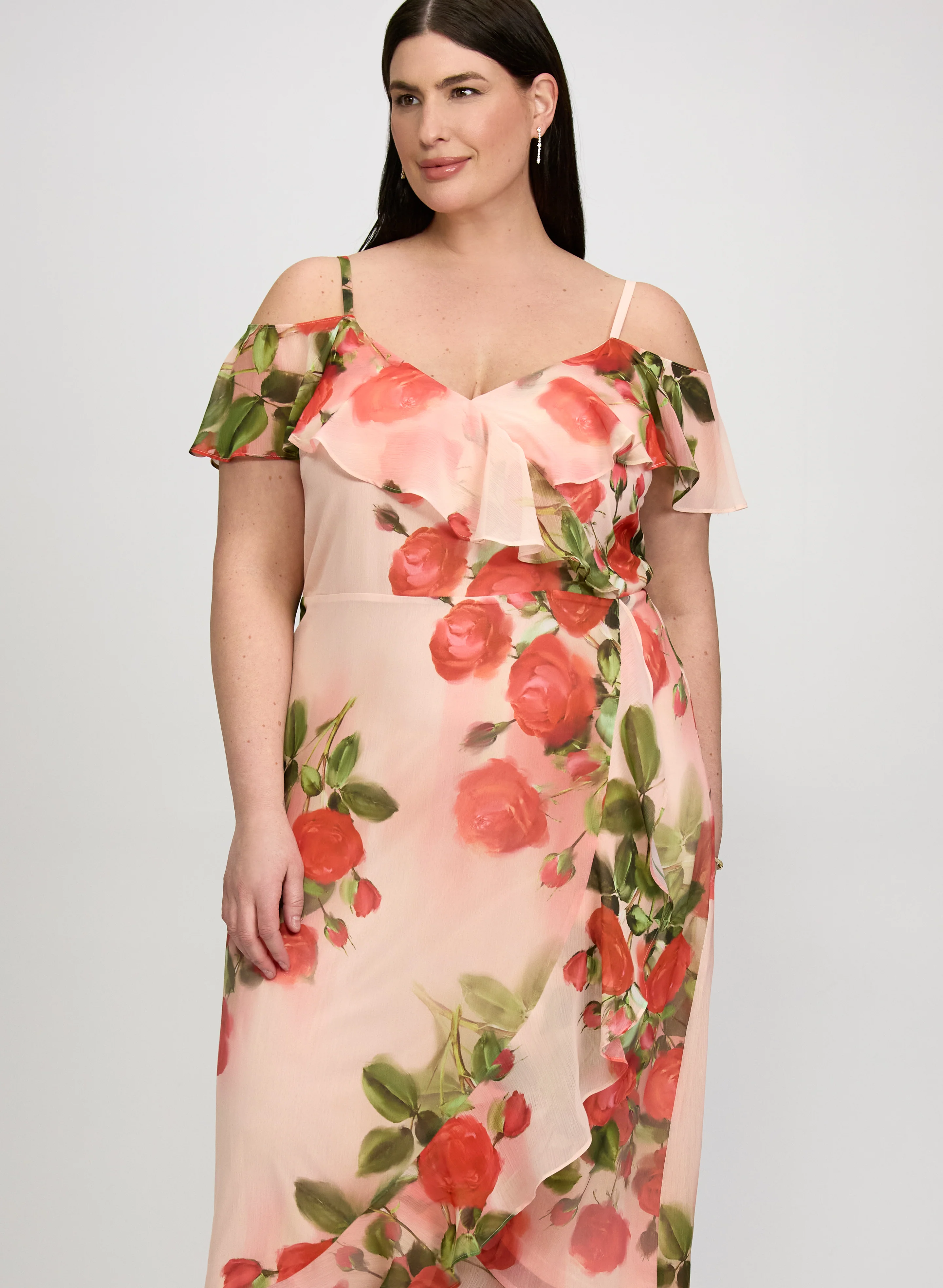 Rose Print Midi Dress - Image 5