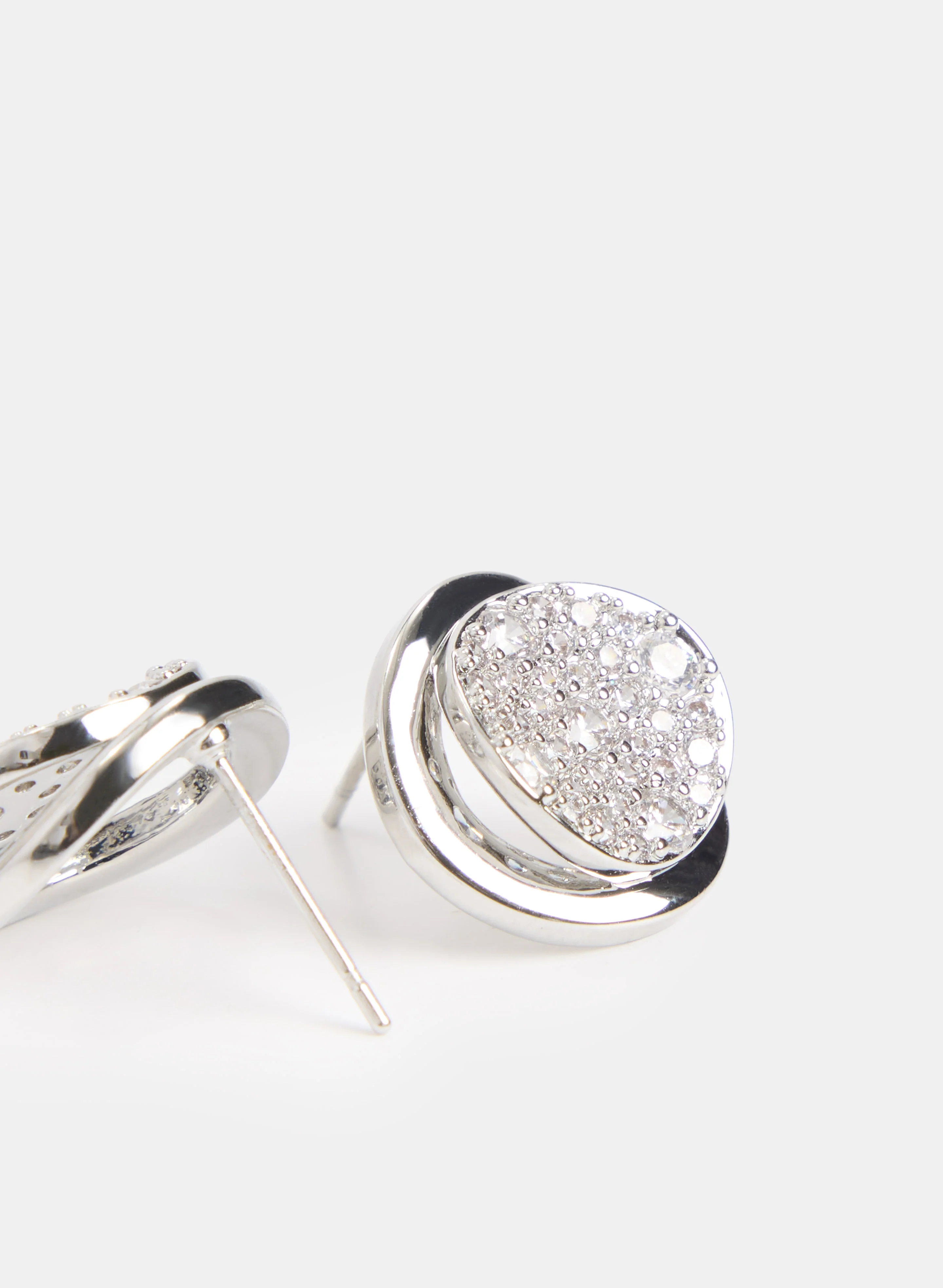 Round Pavé Stone Earrings - Image 2