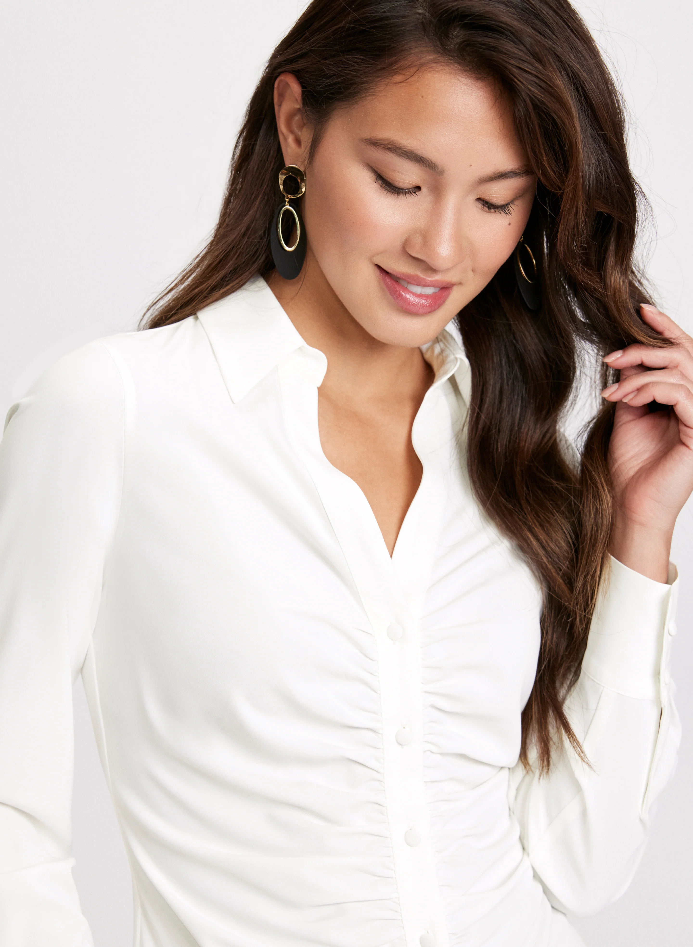 Ruched Button-Down Blouse - Image 7