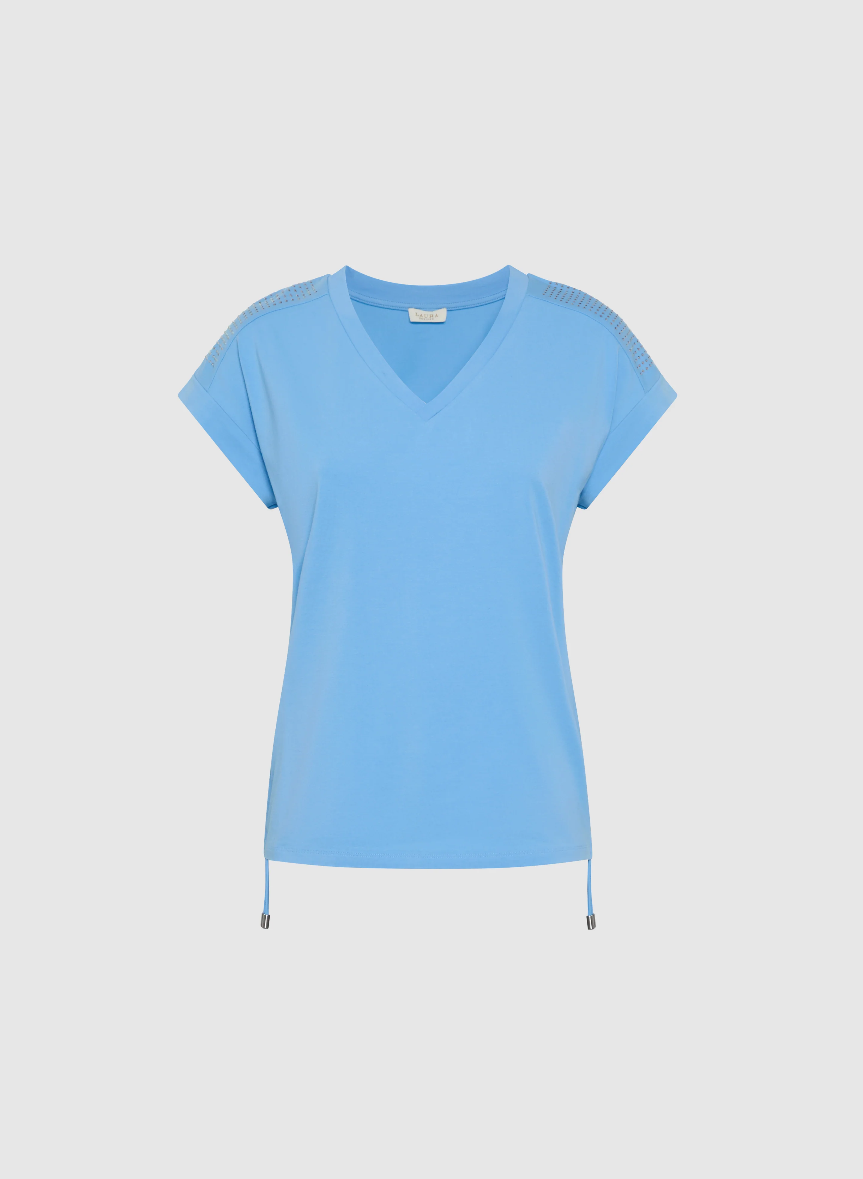 Ruched Rhinestone Detail T-Shirt - Image 6