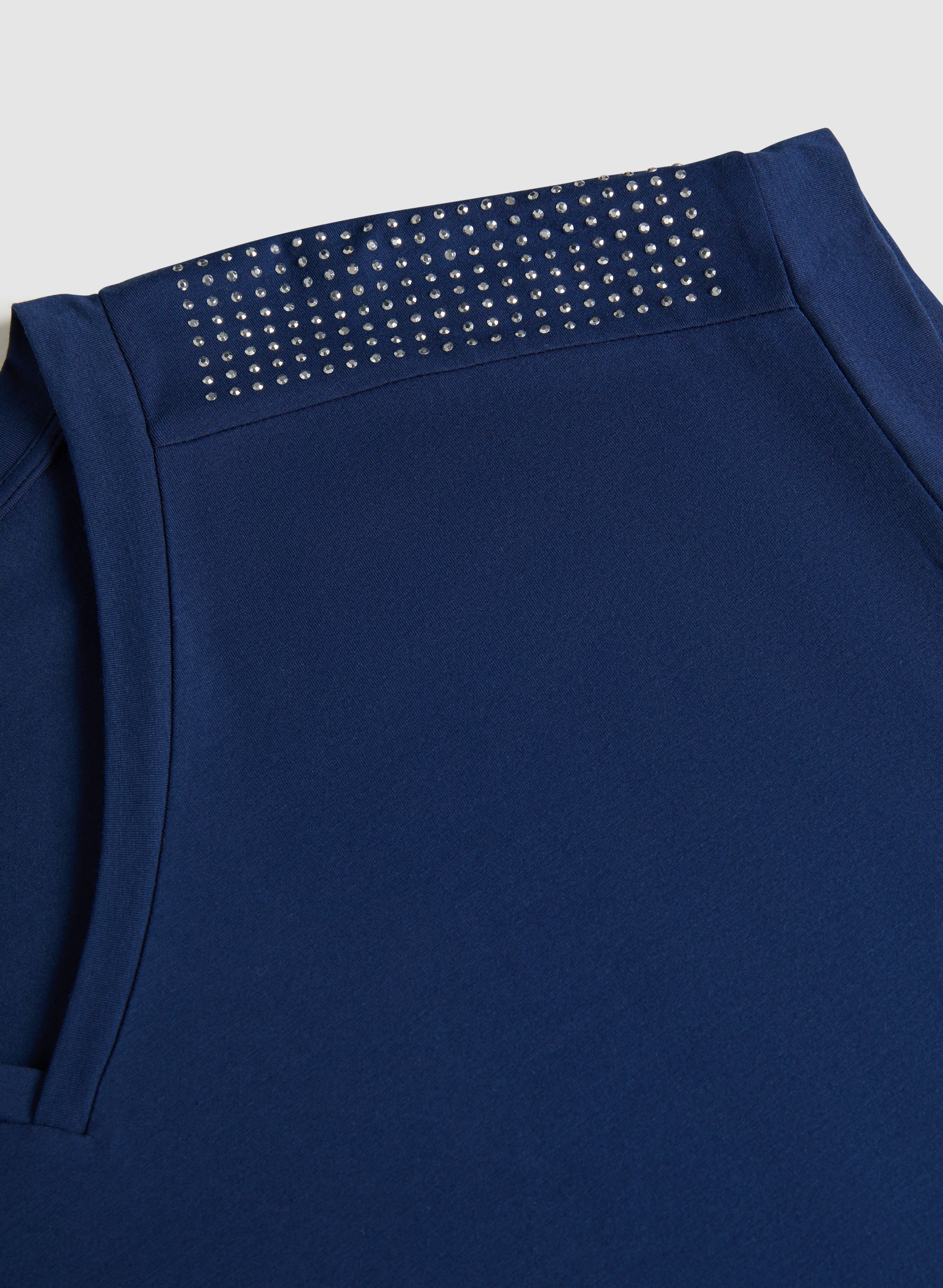 Ruched Rhinestone Detail T-Shirt - Image 7