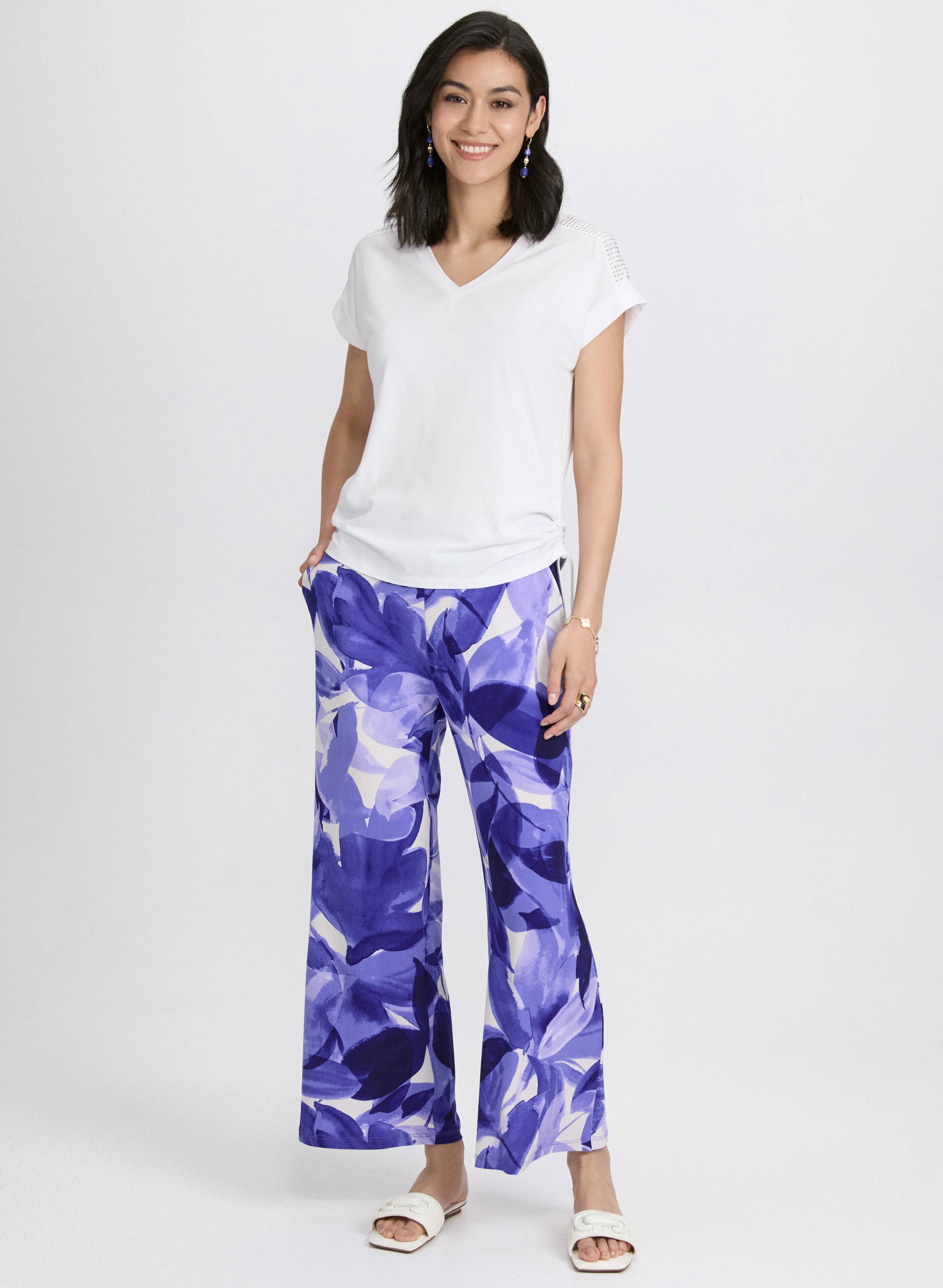 Ruched Rhinestone Detail T-Shirt - Image 3