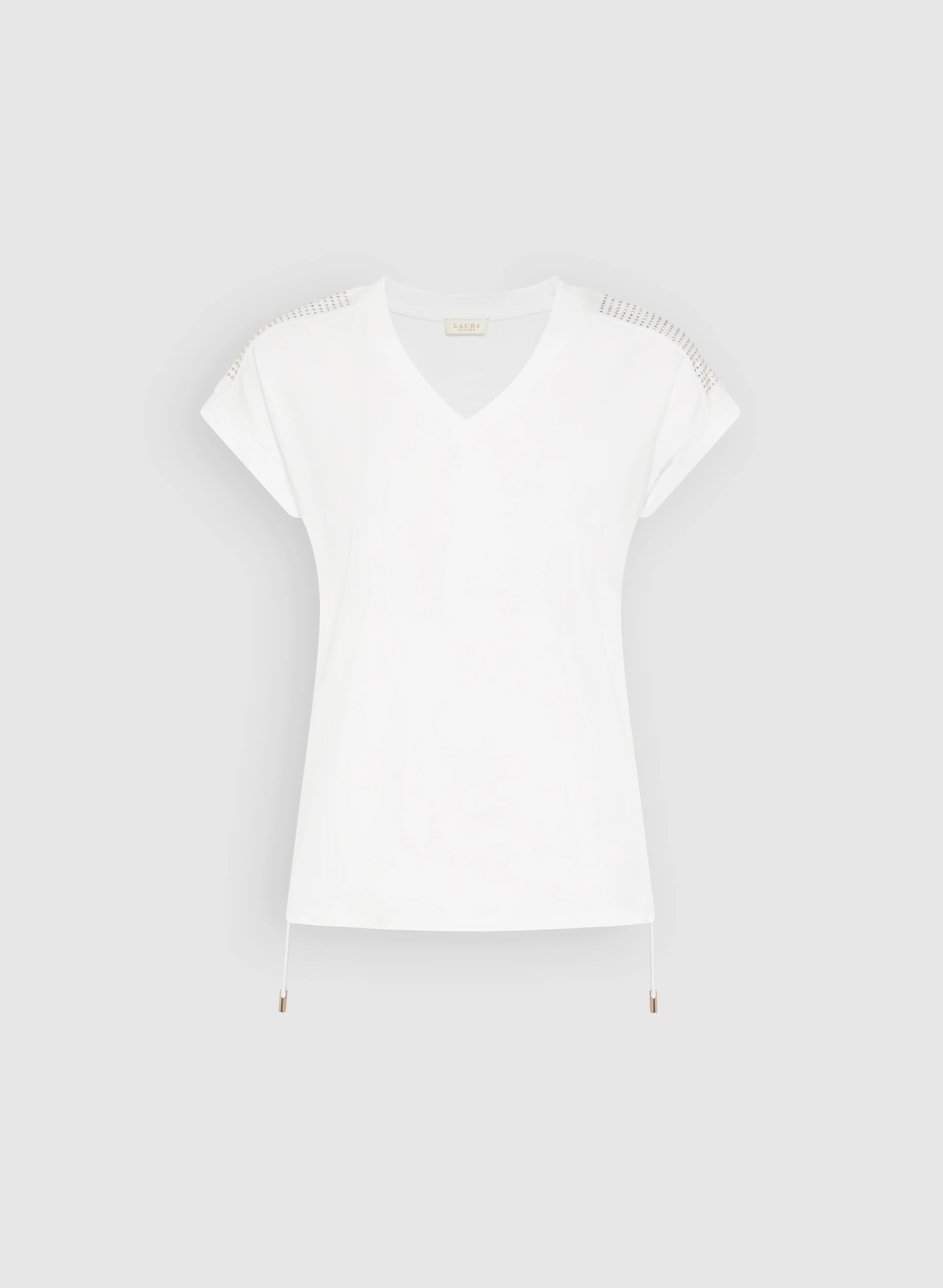 Ruched Rhinestone Detail T-Shirt - Image 6