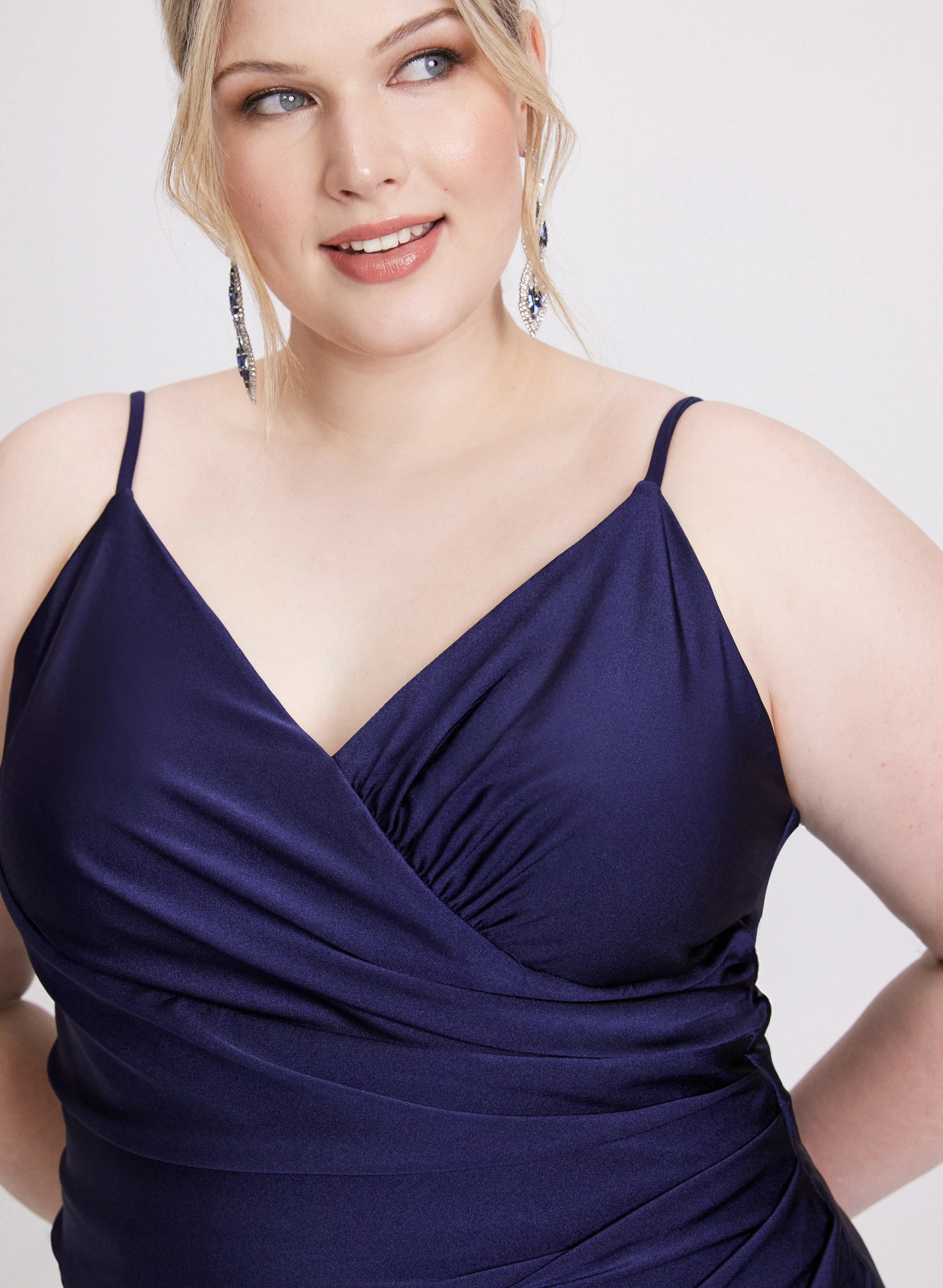 Sleeveless Ruched Wrap-Over Dress - Image 3