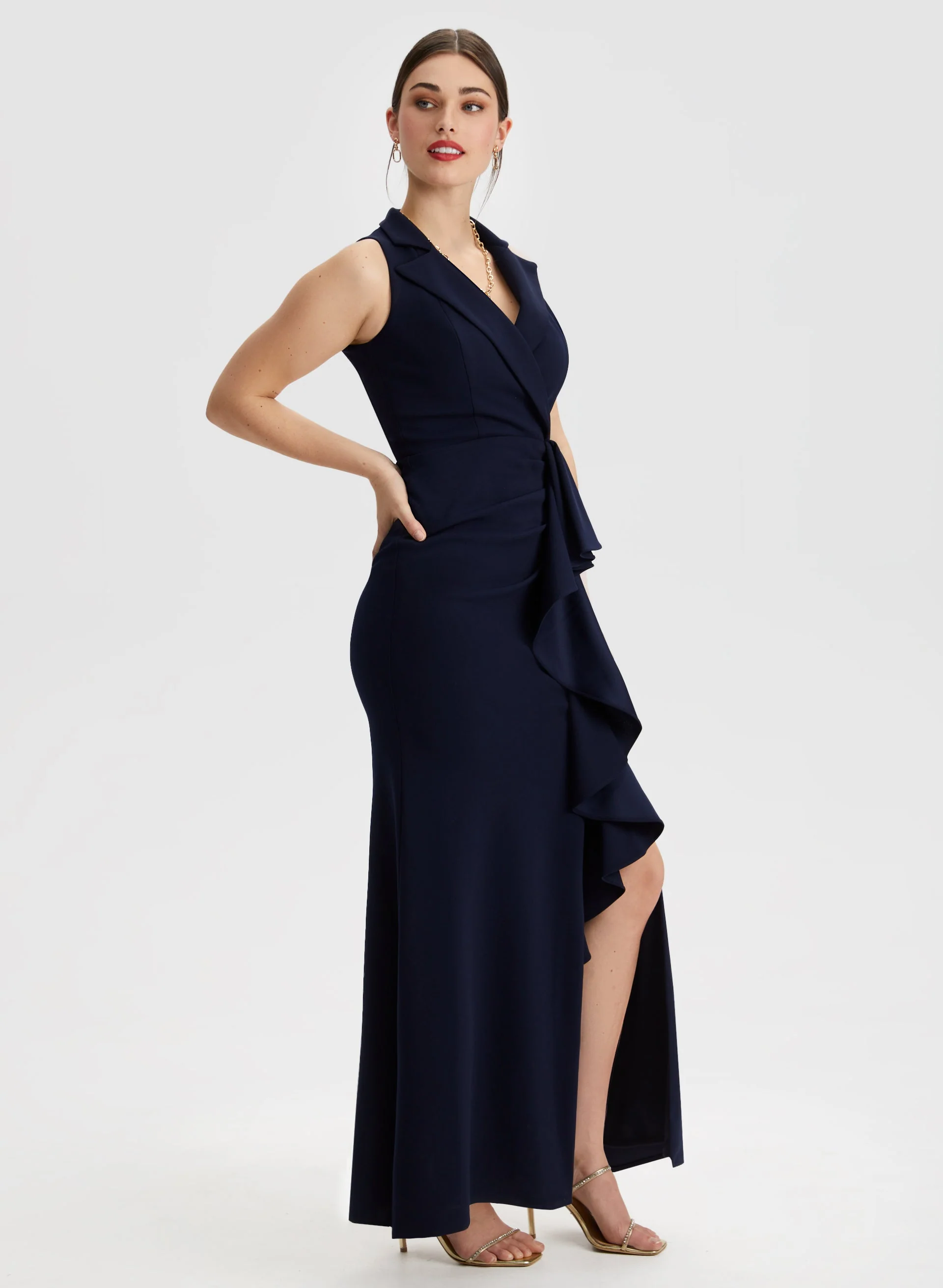 Ruffle Detail Tuxedo Dress - Image 3