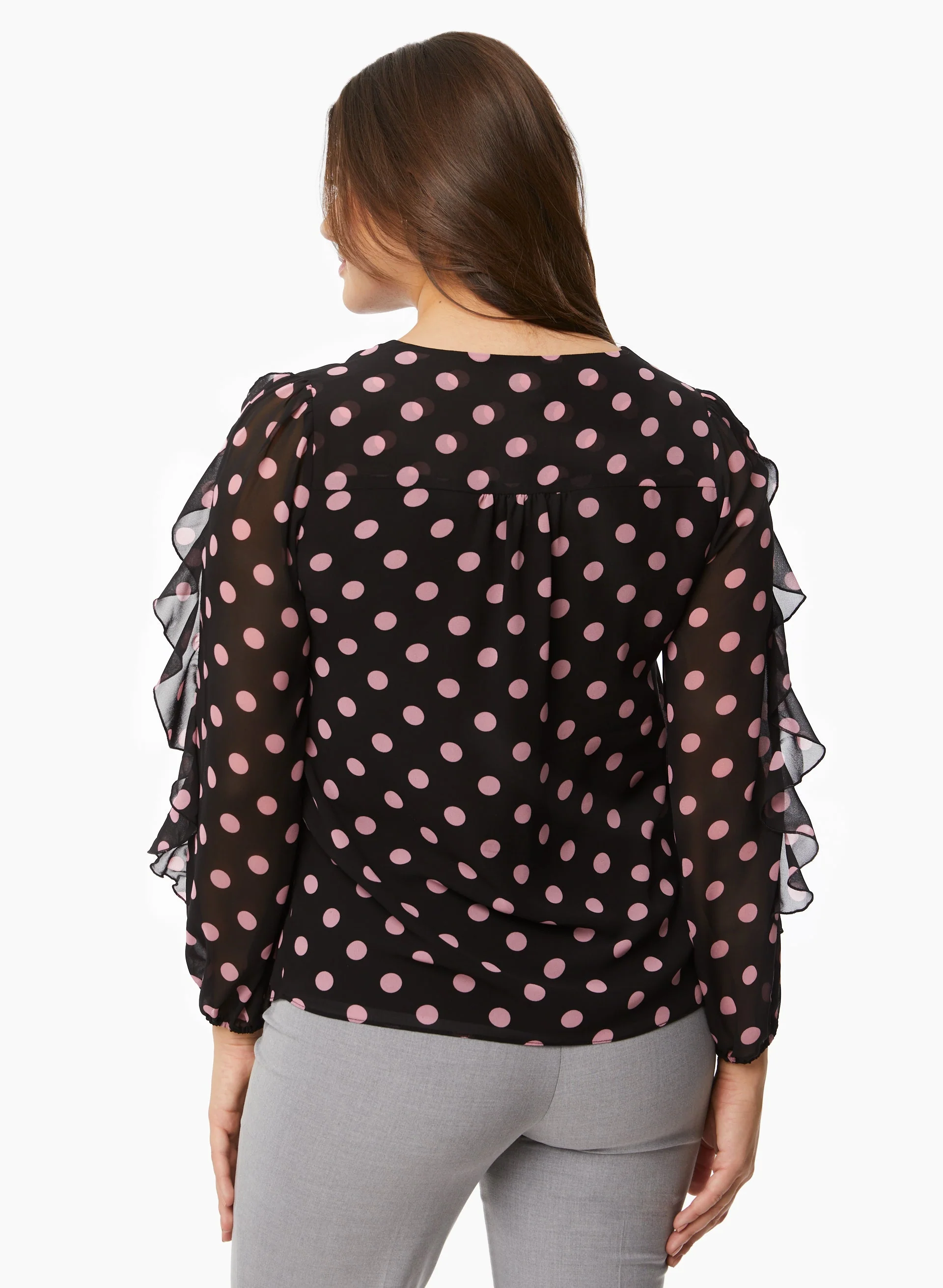 Ruffle Sleeve Polka Dot Blouse - Image 3