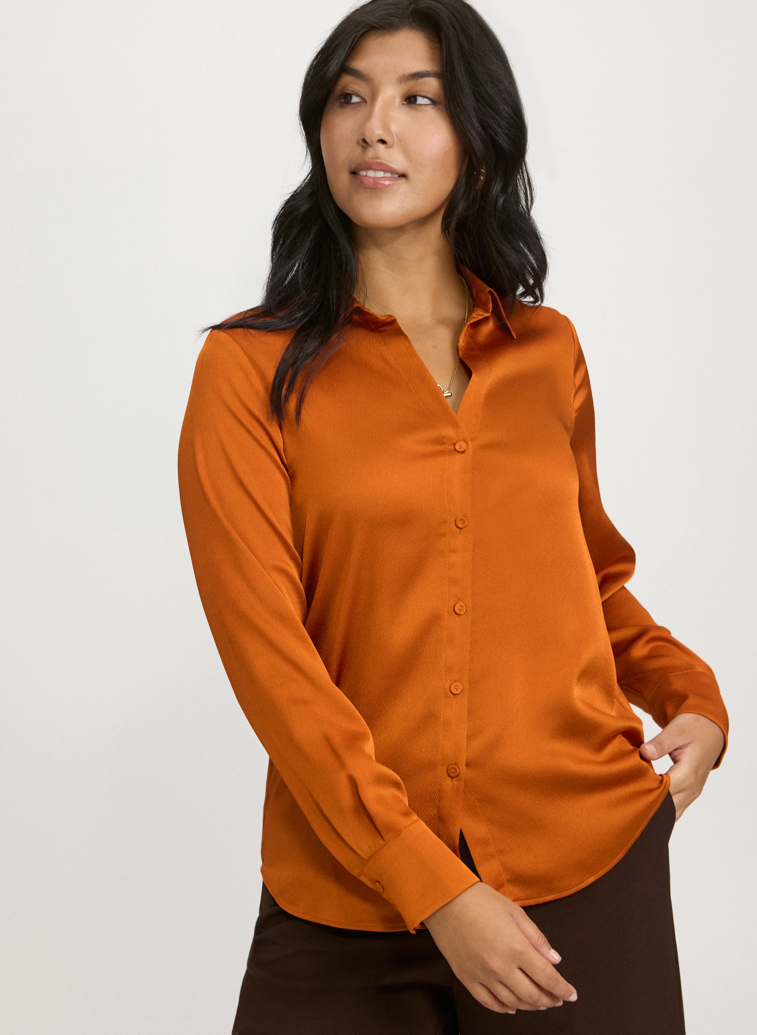 Satin Button-Down Blouse - Image 2