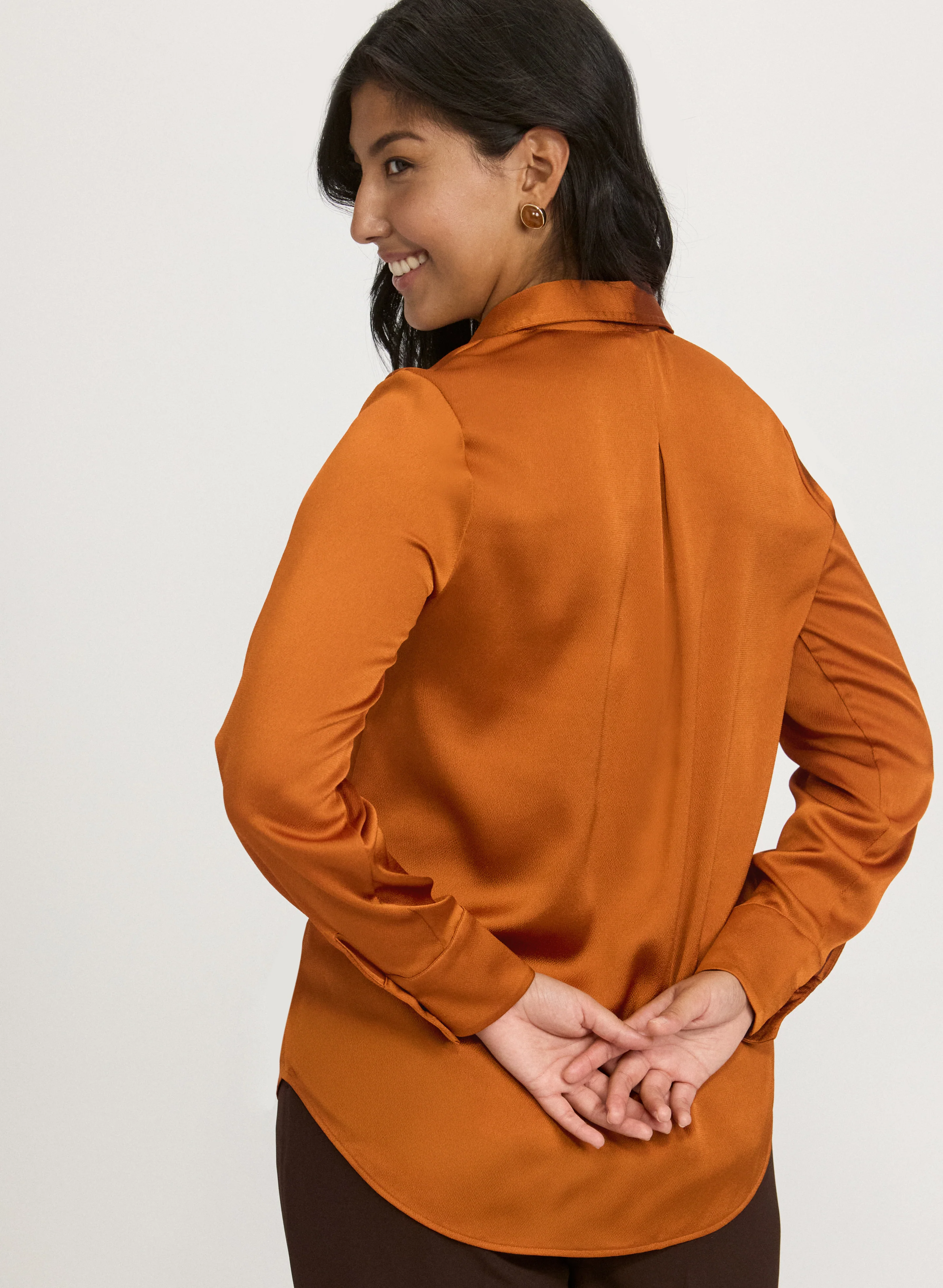 Satin Button-Down Blouse - Image 4