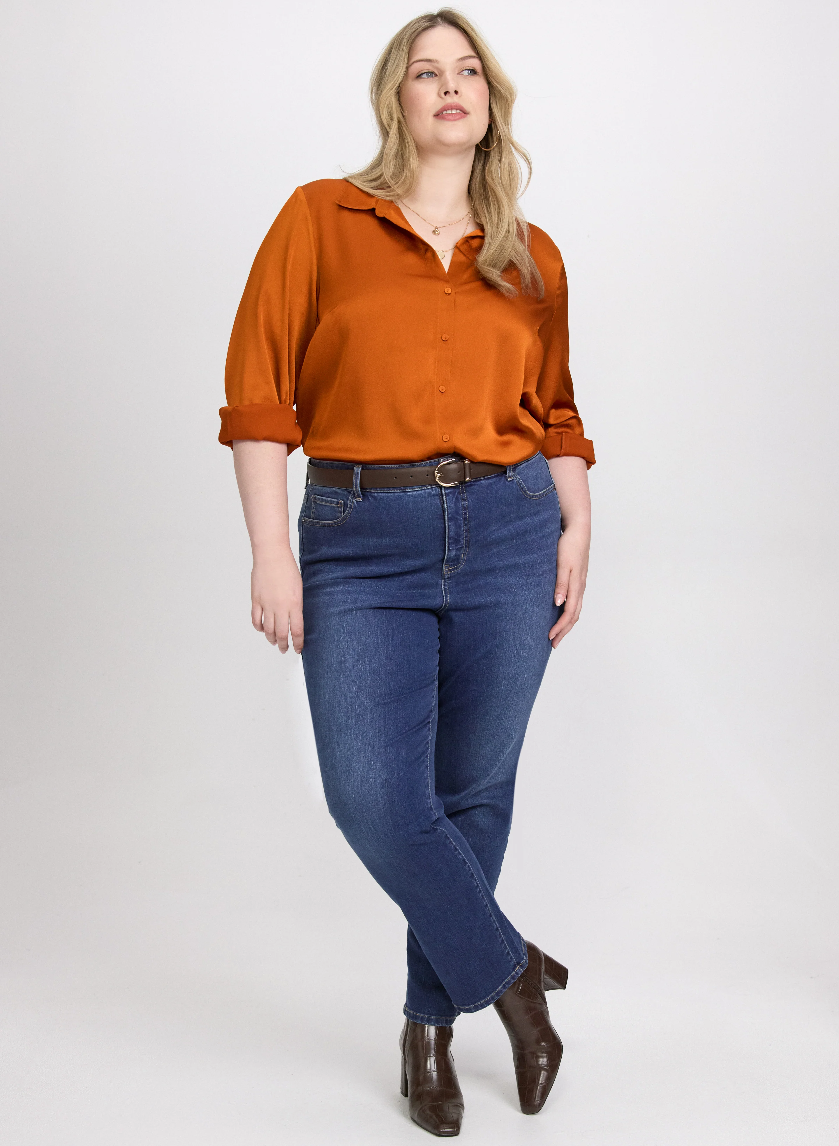 Satin Button-Down Blouse - Image 7