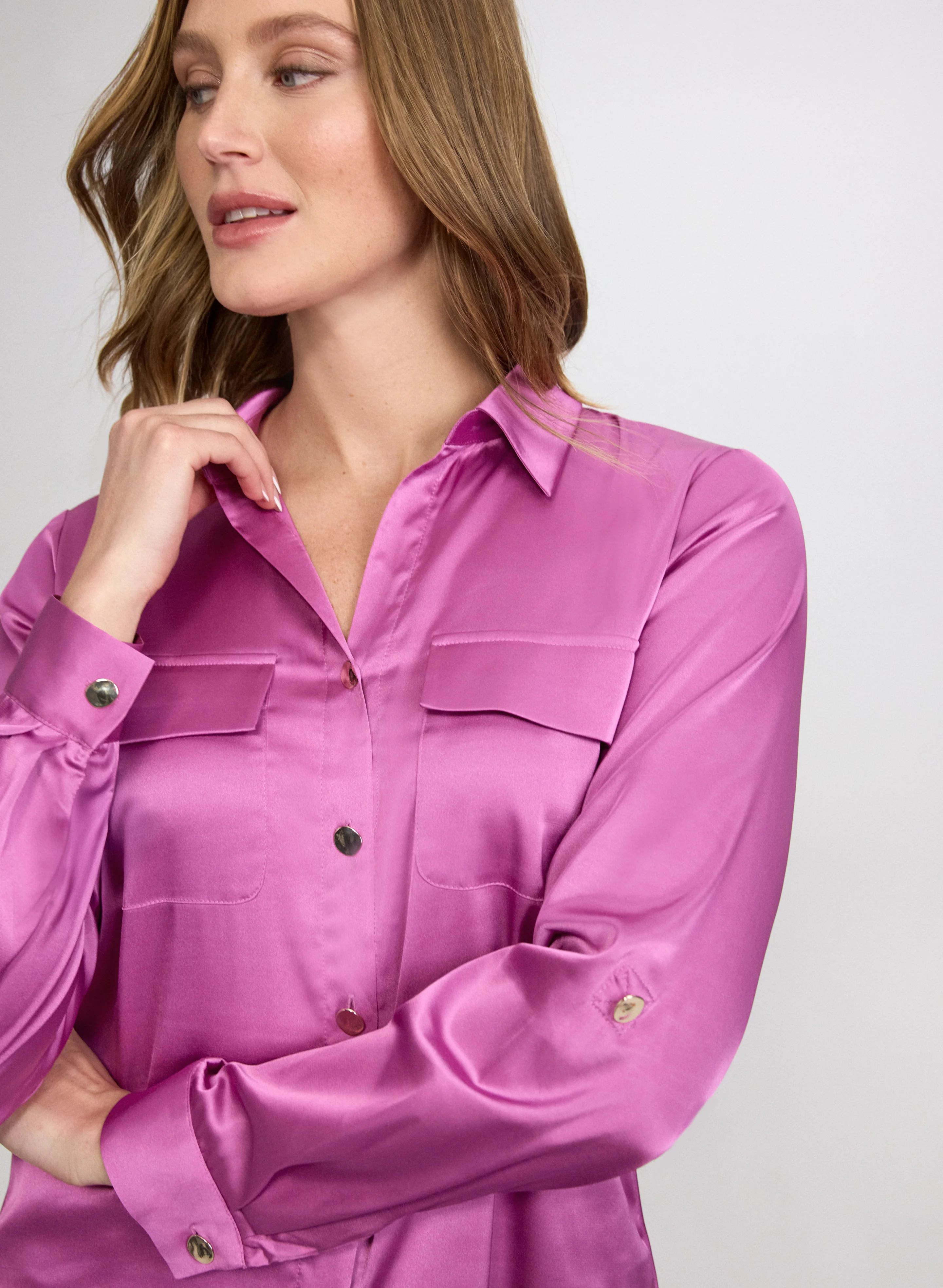 Satin Button-Down Blouse - Image 2