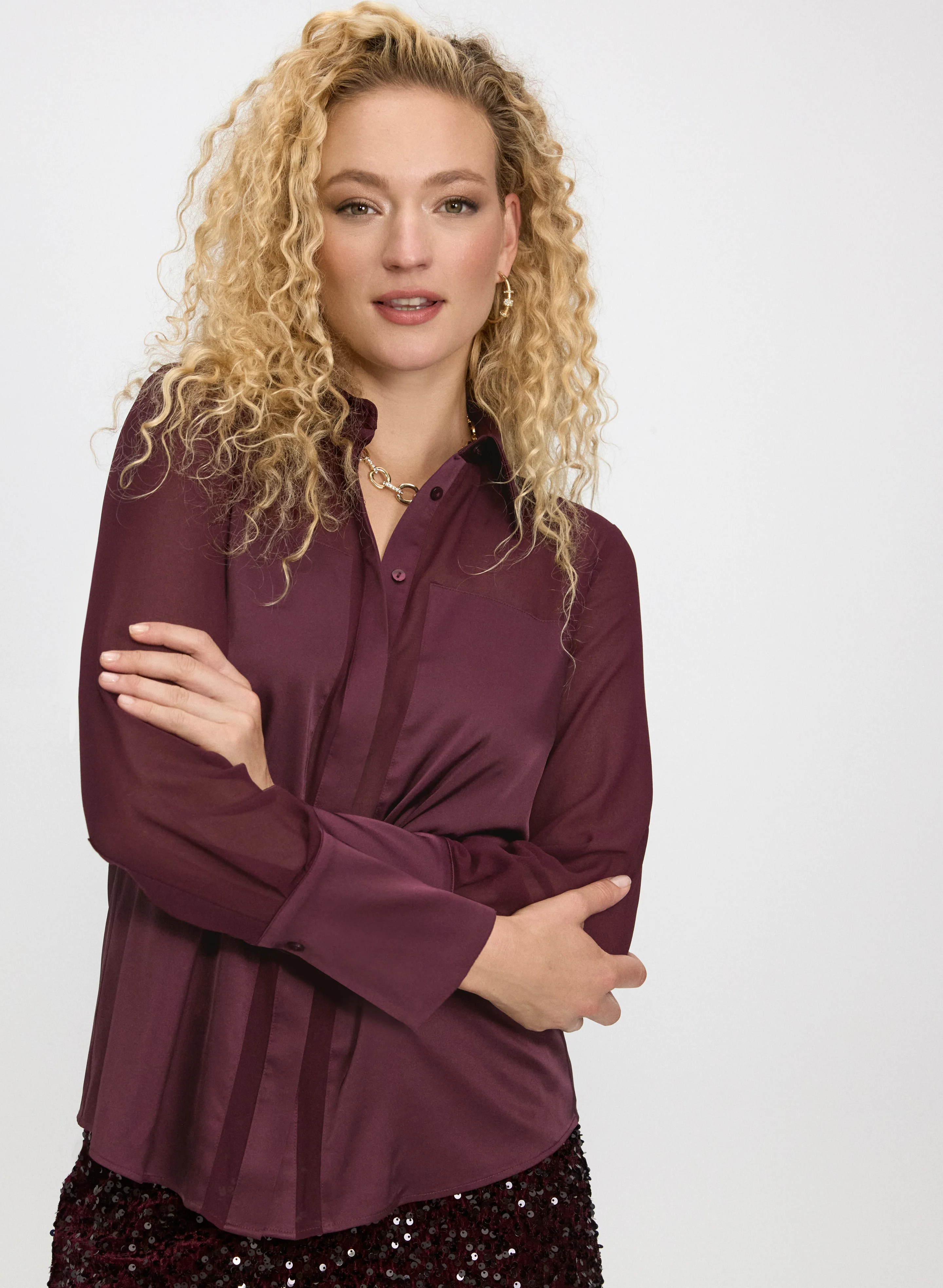 Satin & Chiffon Blouse - Image 4