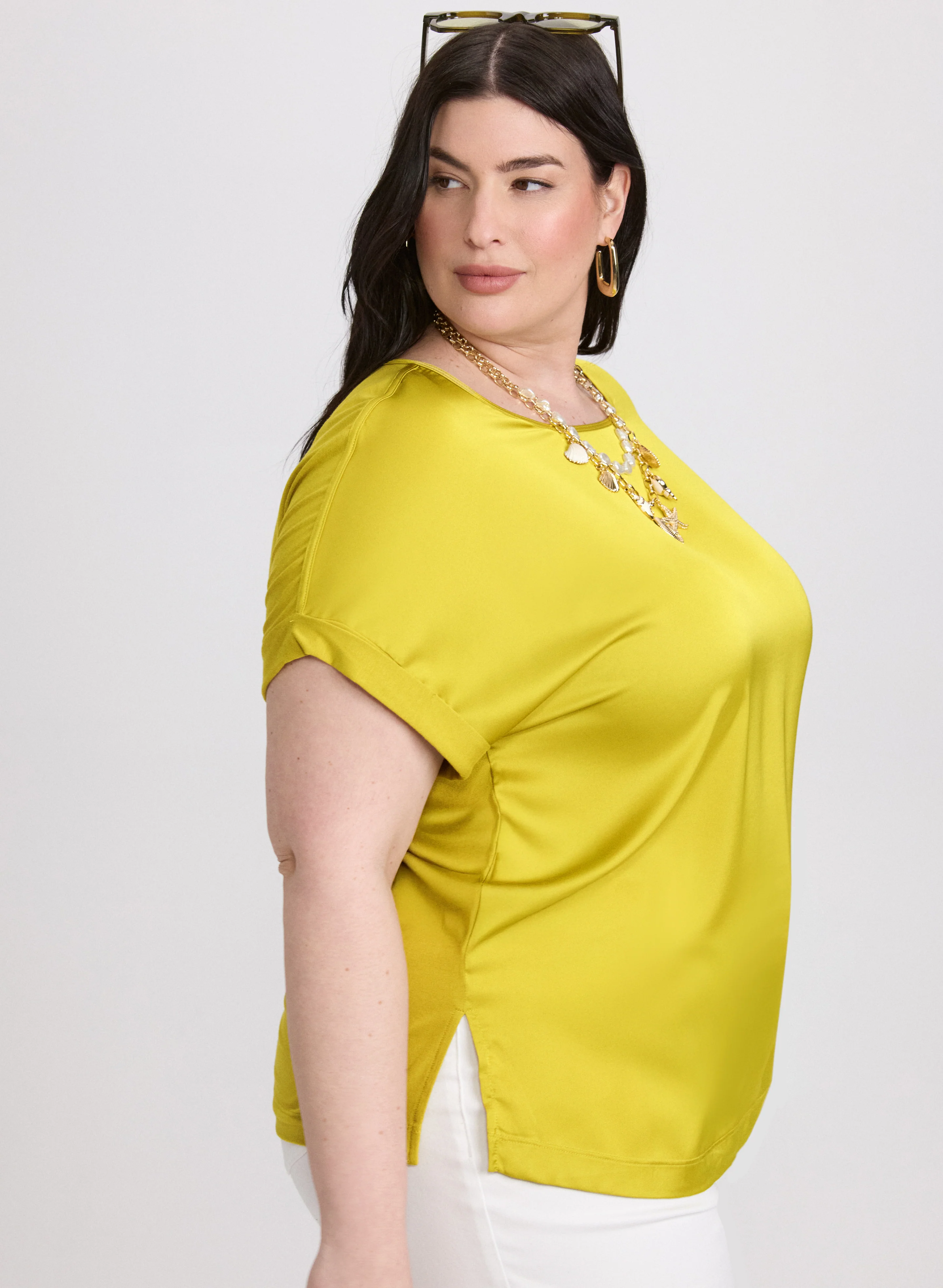Satin Drop Shoulder Top - Image 2