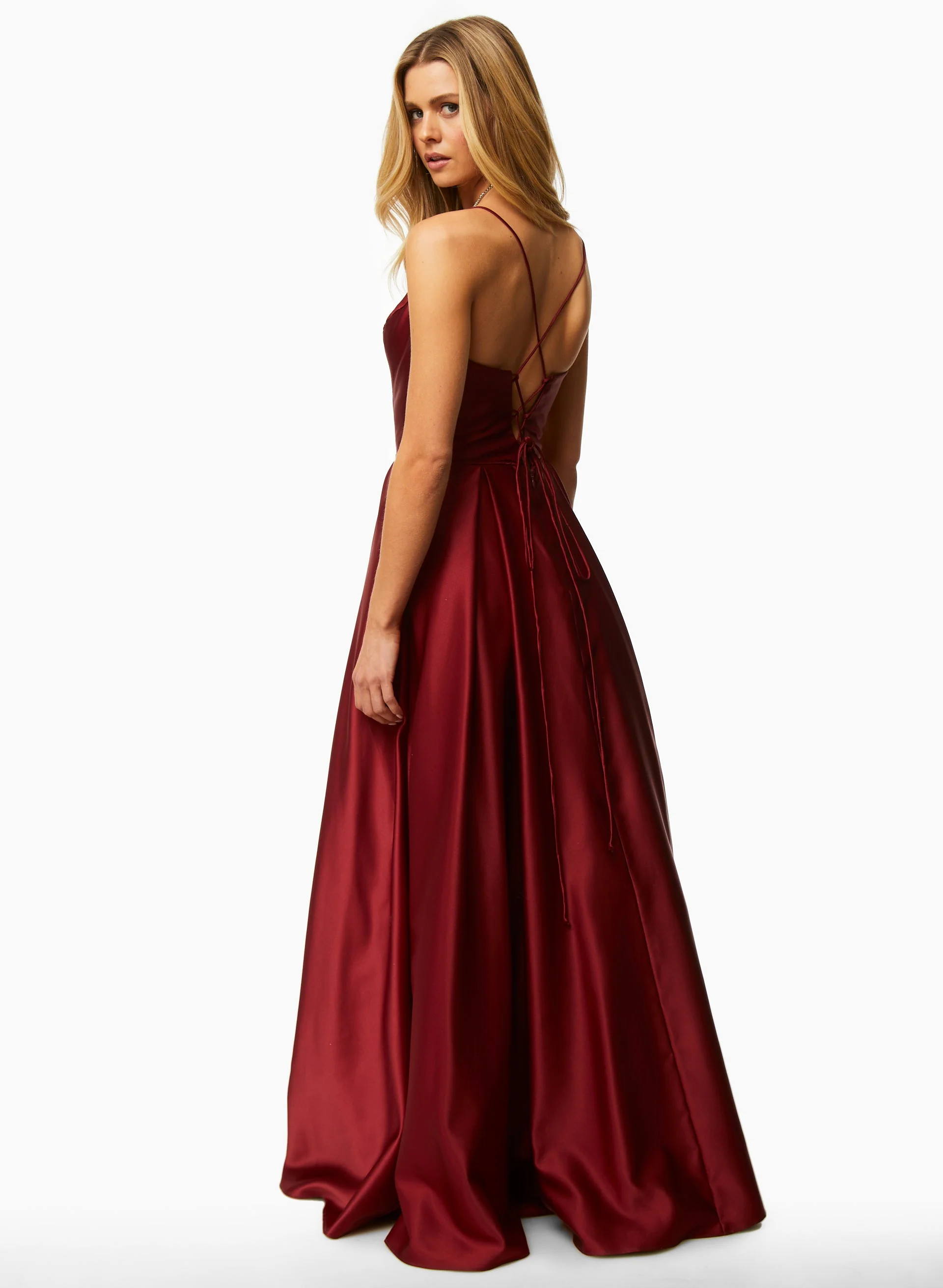 Satin Fit & Flare Ball Gown - Image 2