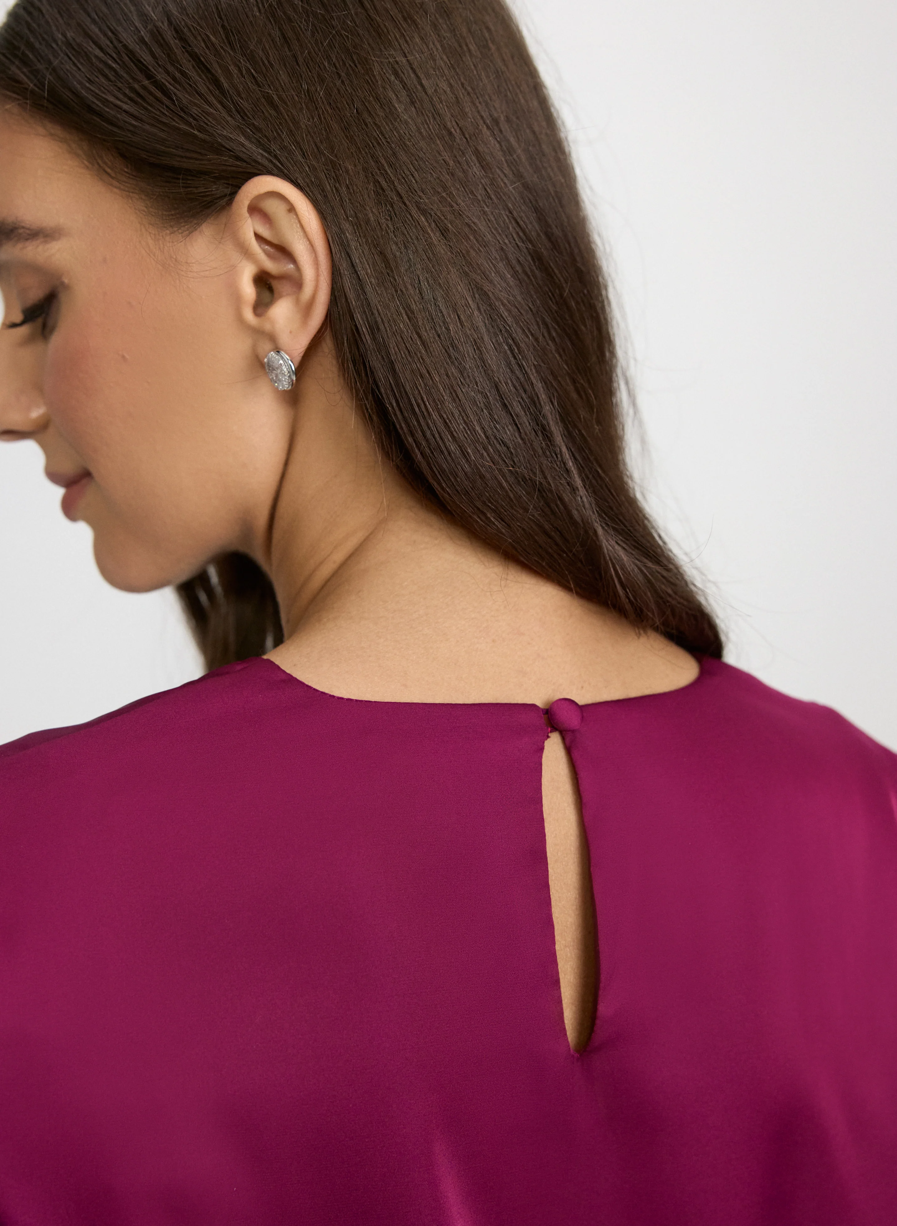 Satin Jeweled Trim Blouse - Image 4