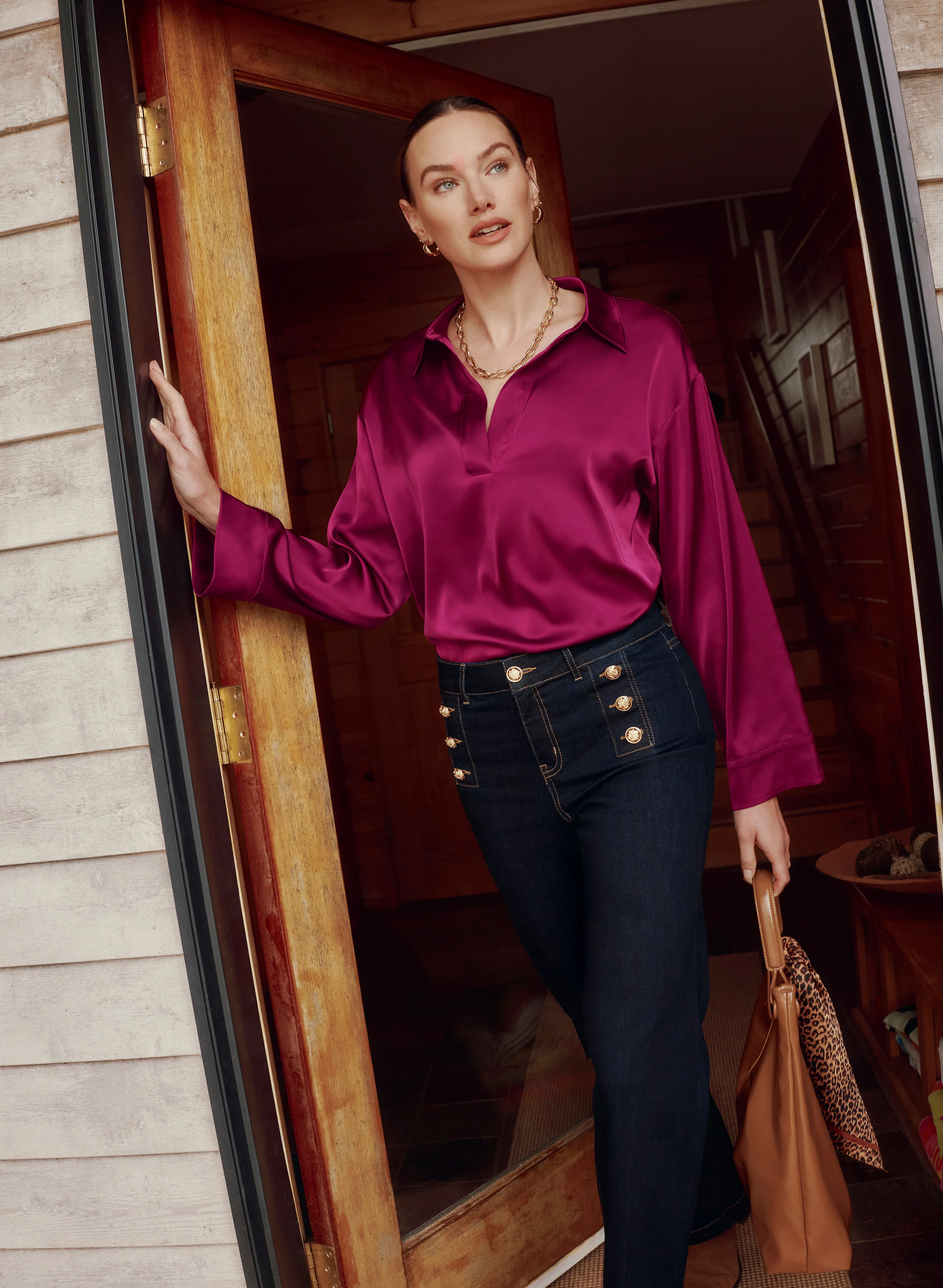 Satin Polo-Neck Blouse - Image 3