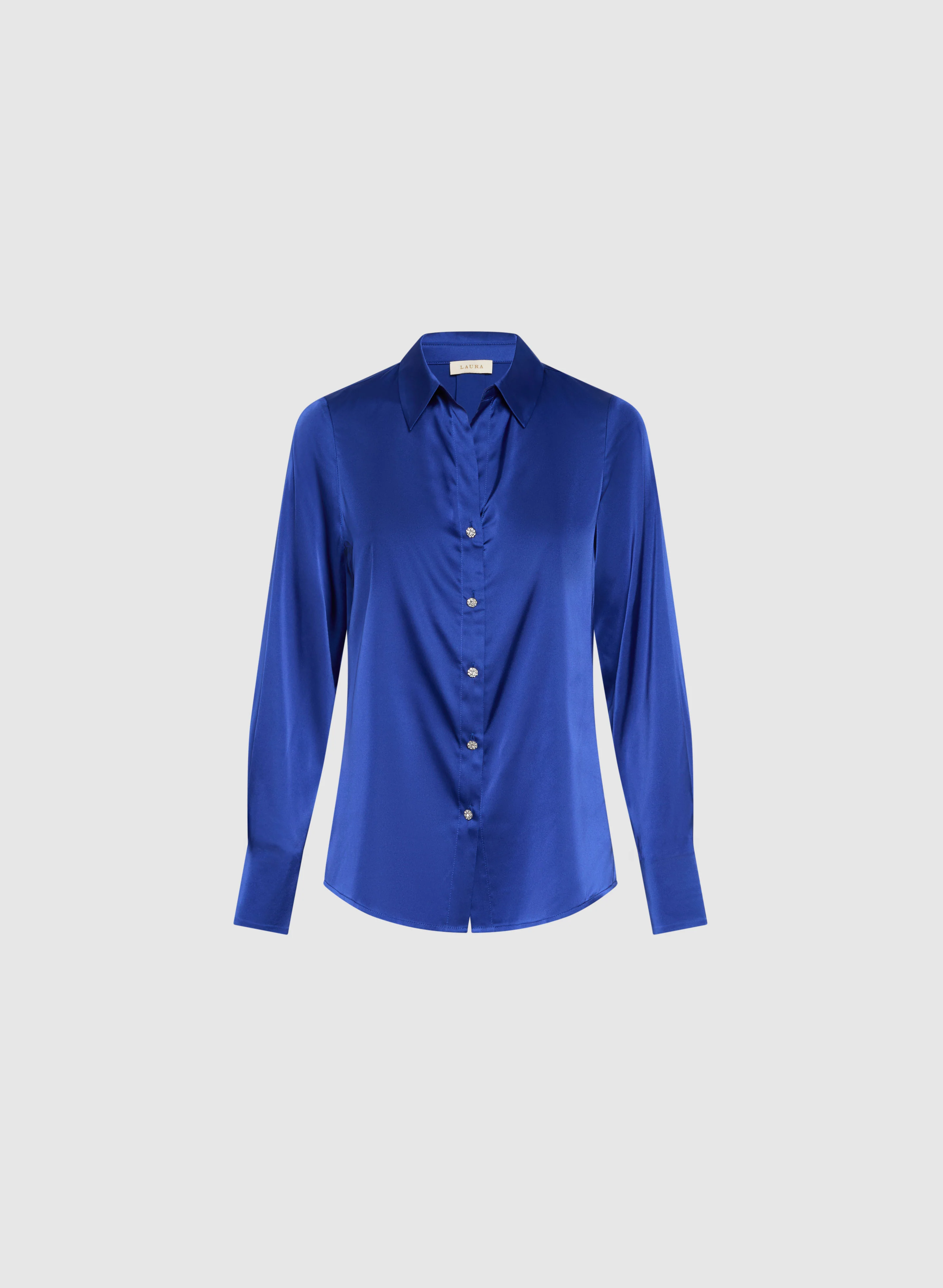 Satin Rhinestone Button Blouse - Image 6