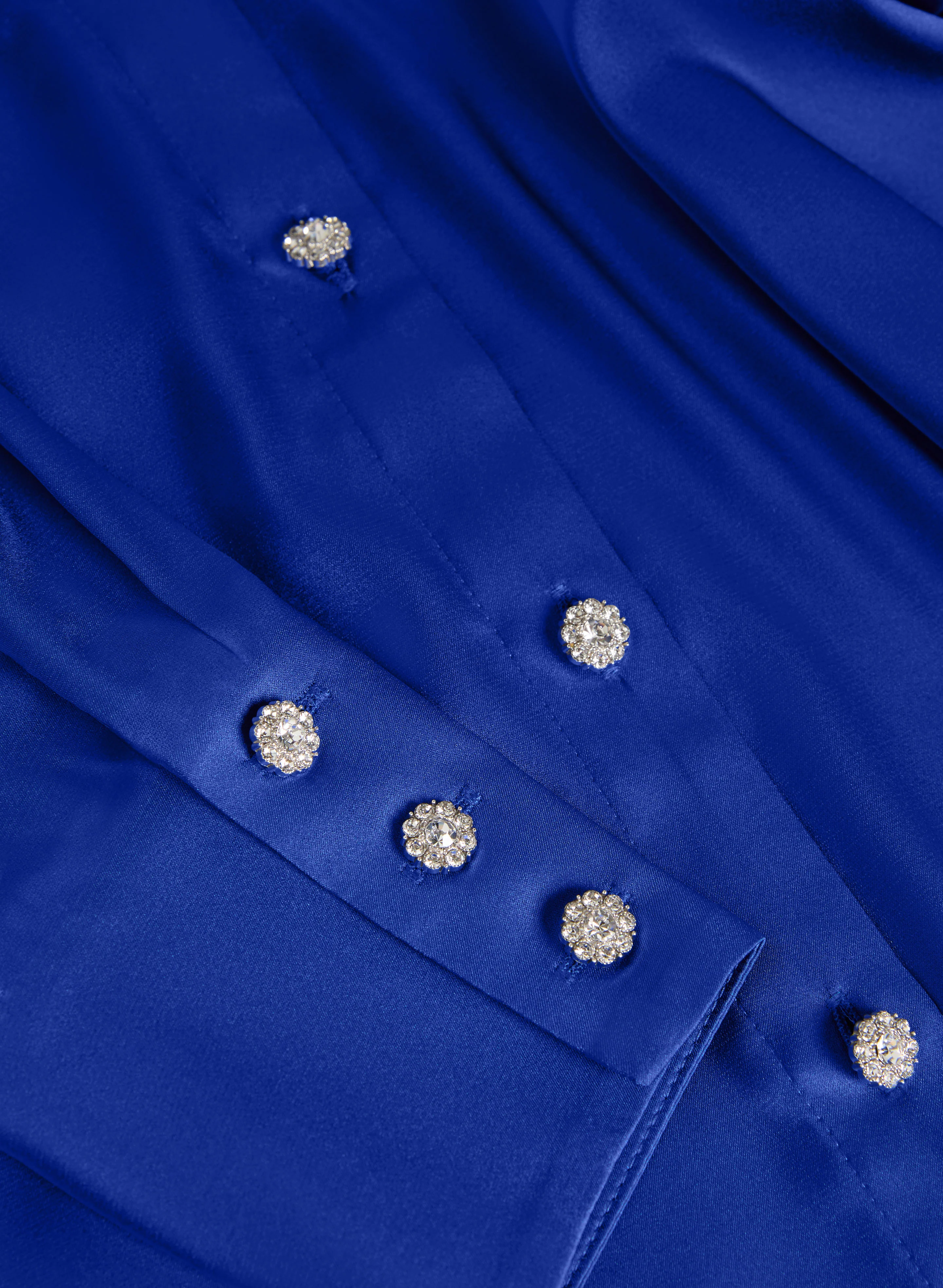 Satin Rhinestone Button Blouse - Image 7