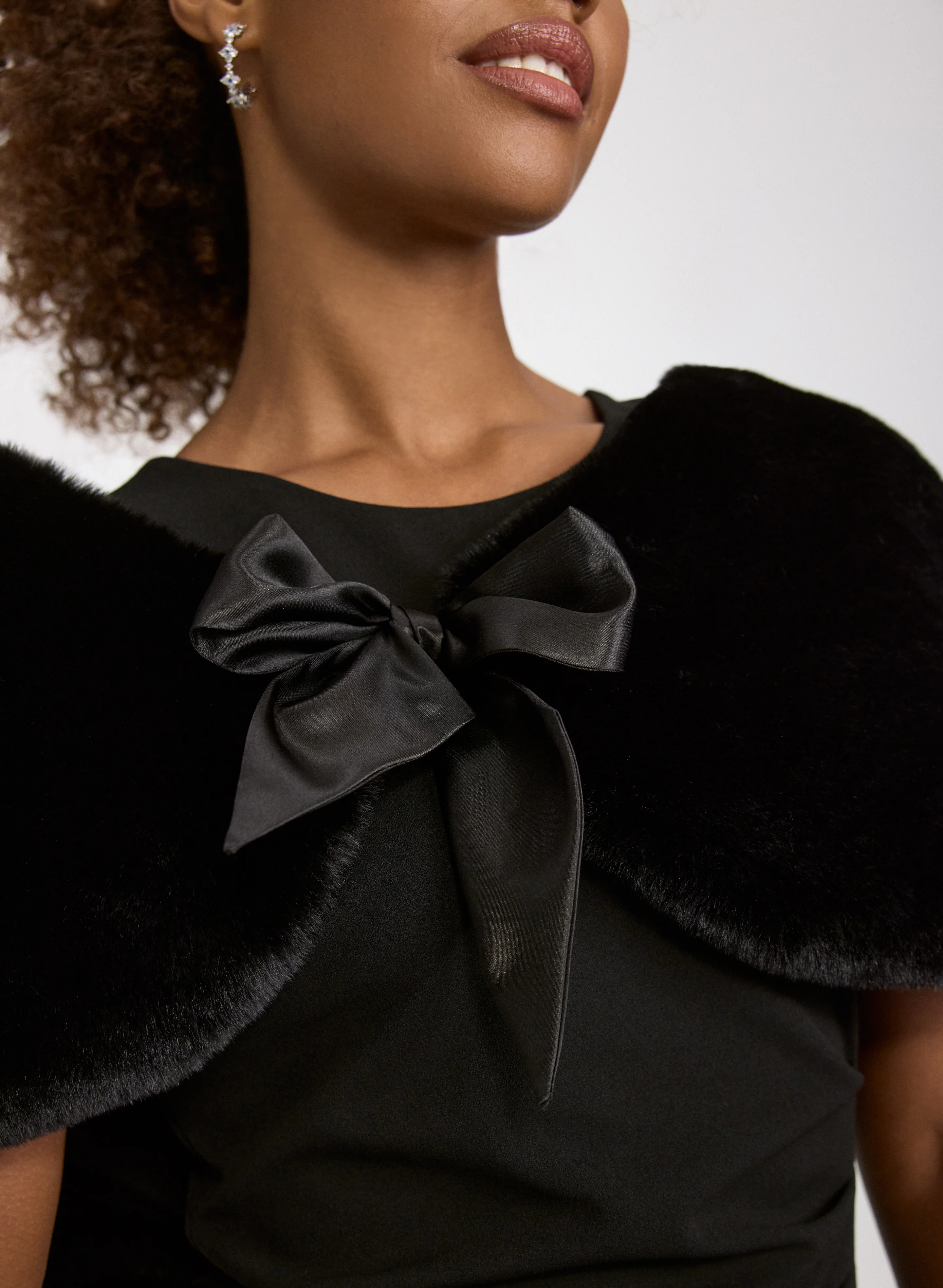 Satin Tie Faux-Fur Stole - Image 5